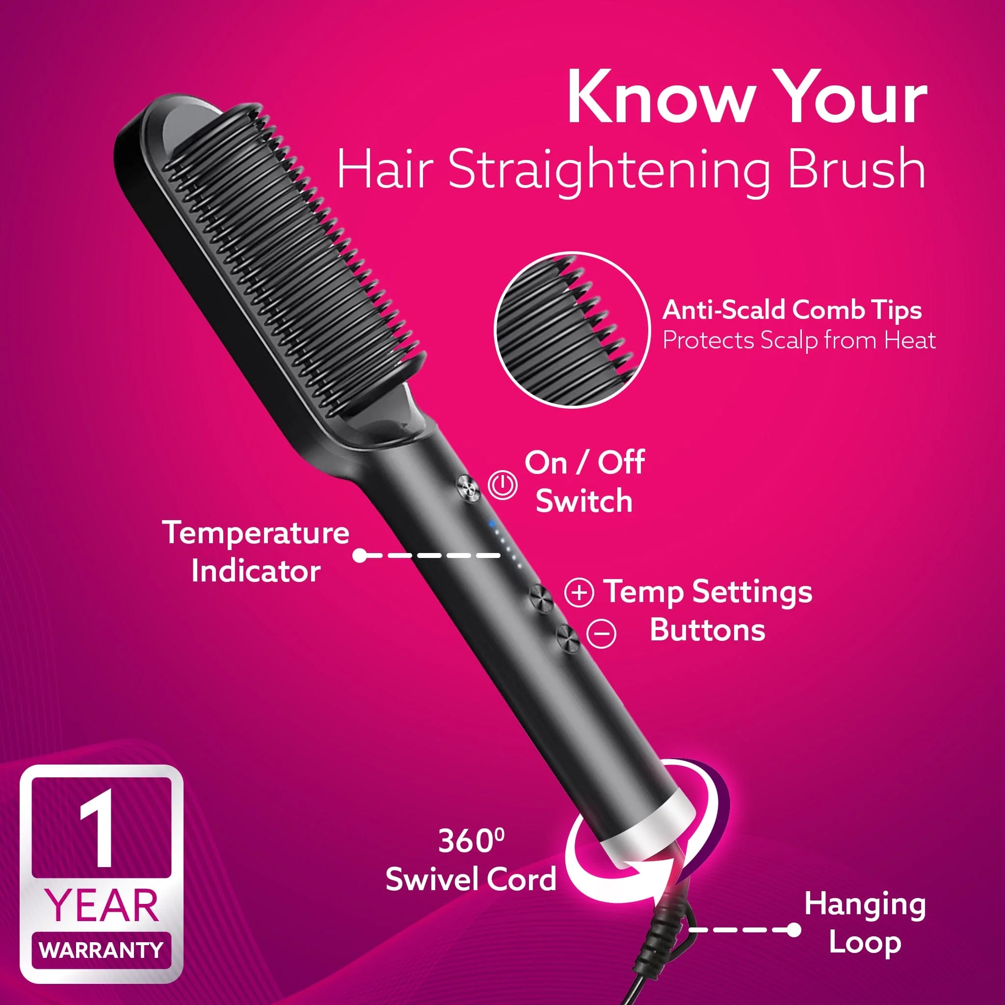 Hair Straightening Brush HSB2107 - Image 4