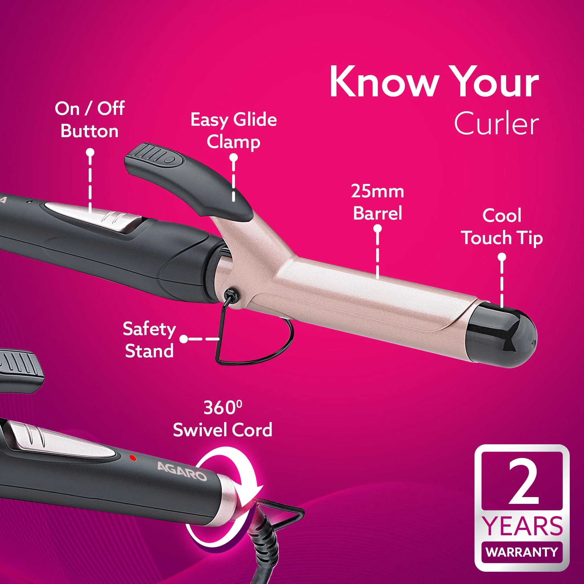 HC-6001 Hair Curler with 25mm Barrel - Image 3