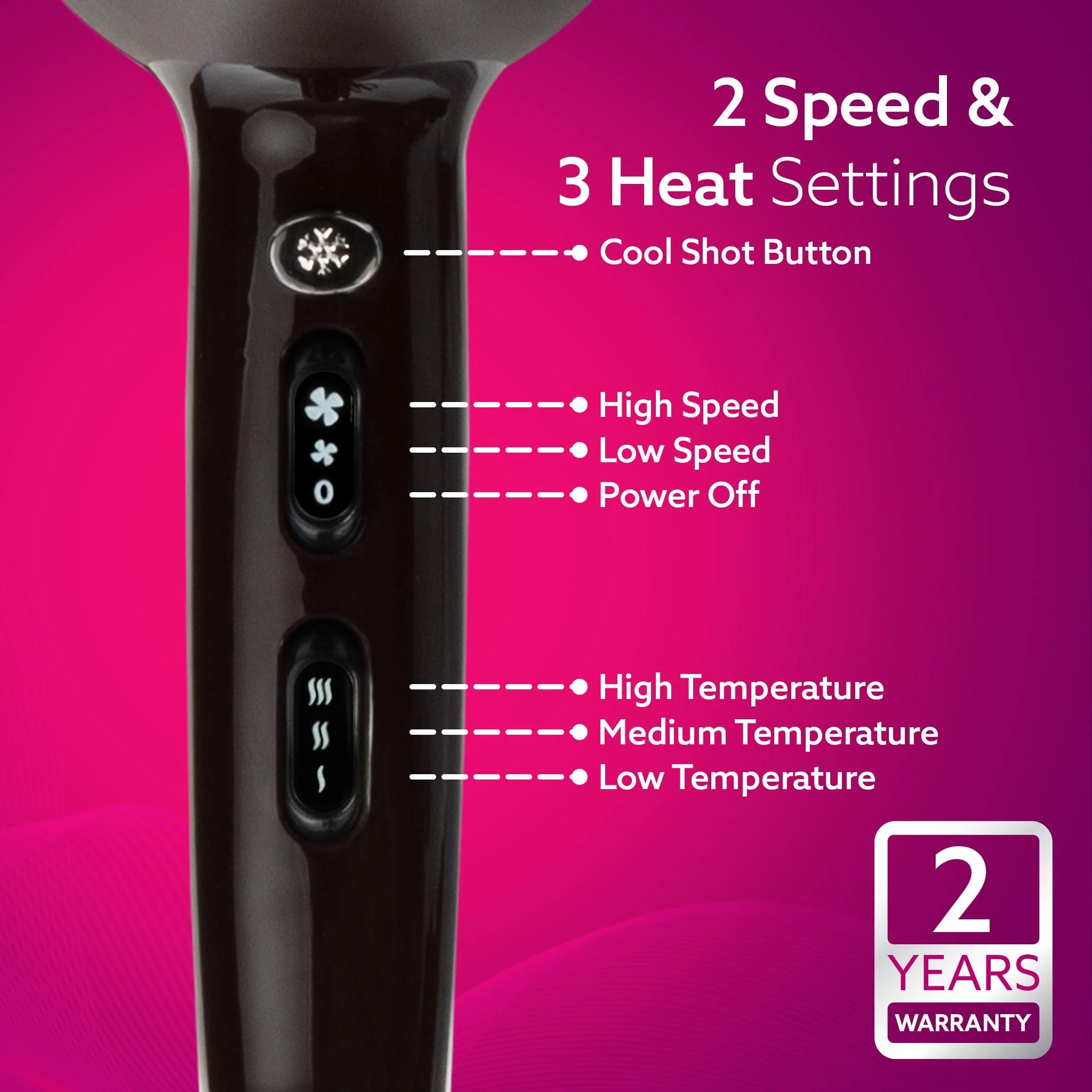 HD-1120 2000W AC Professional Hair Dryer with Comb, Concentrator & Diffuser Nozzles, Hot & Cold Air, 2 Speed & 3 Temperature Settings with Cool Shot, Hair Dryer & Blower for Men & Women (Brown) - Image 4