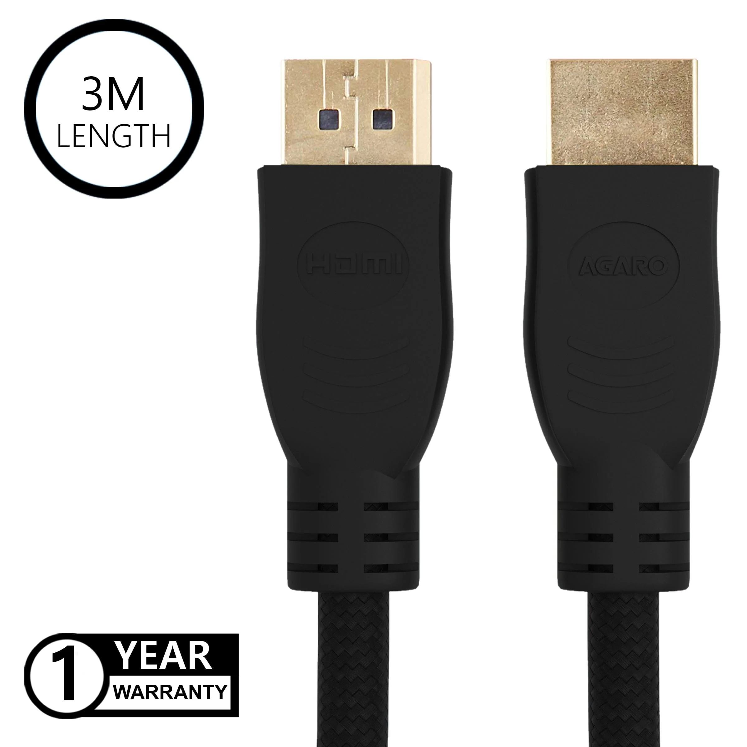 Hdmi To Hdmi V2.0 Nylon Braided Cable For Monitor, Television, Dvd Player (Black, 3M) - Image 2