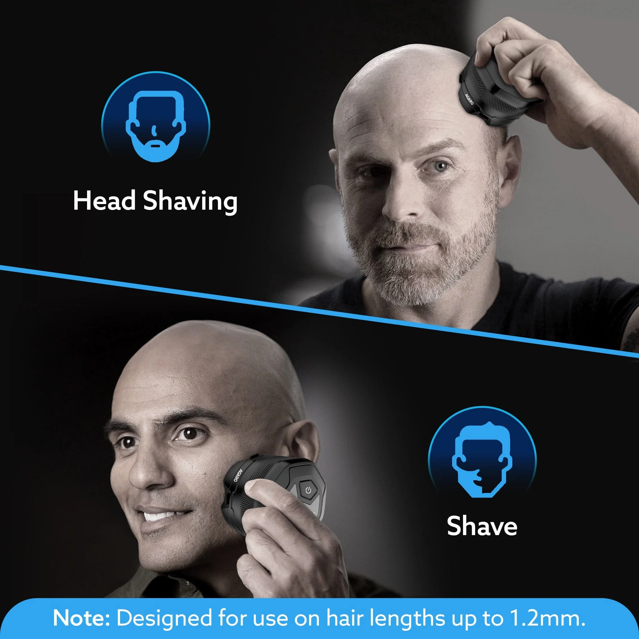 HS7979 Head Shaver, for Bald Men, 6 Flexible Heads, Wet/Dry Head Shaver, Rechargeable, IPX7 Waterproof, Detachable Heads - Image 3