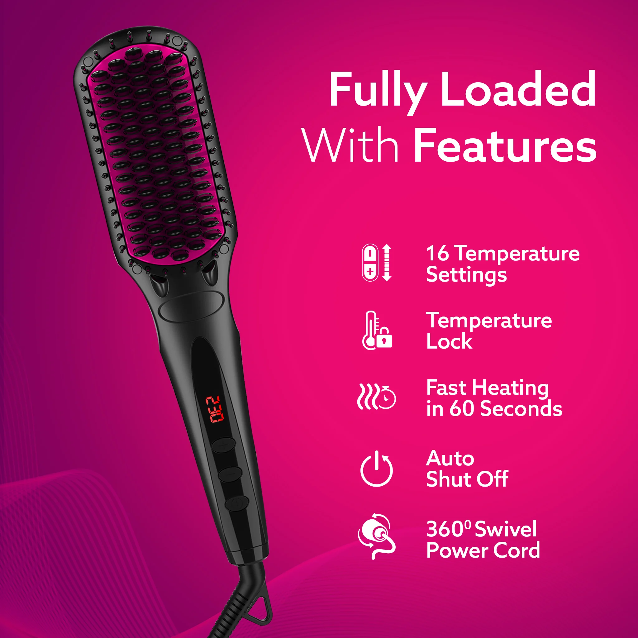 HSB2206 Hair Straightening Brush - 2 in 1 - Image 6