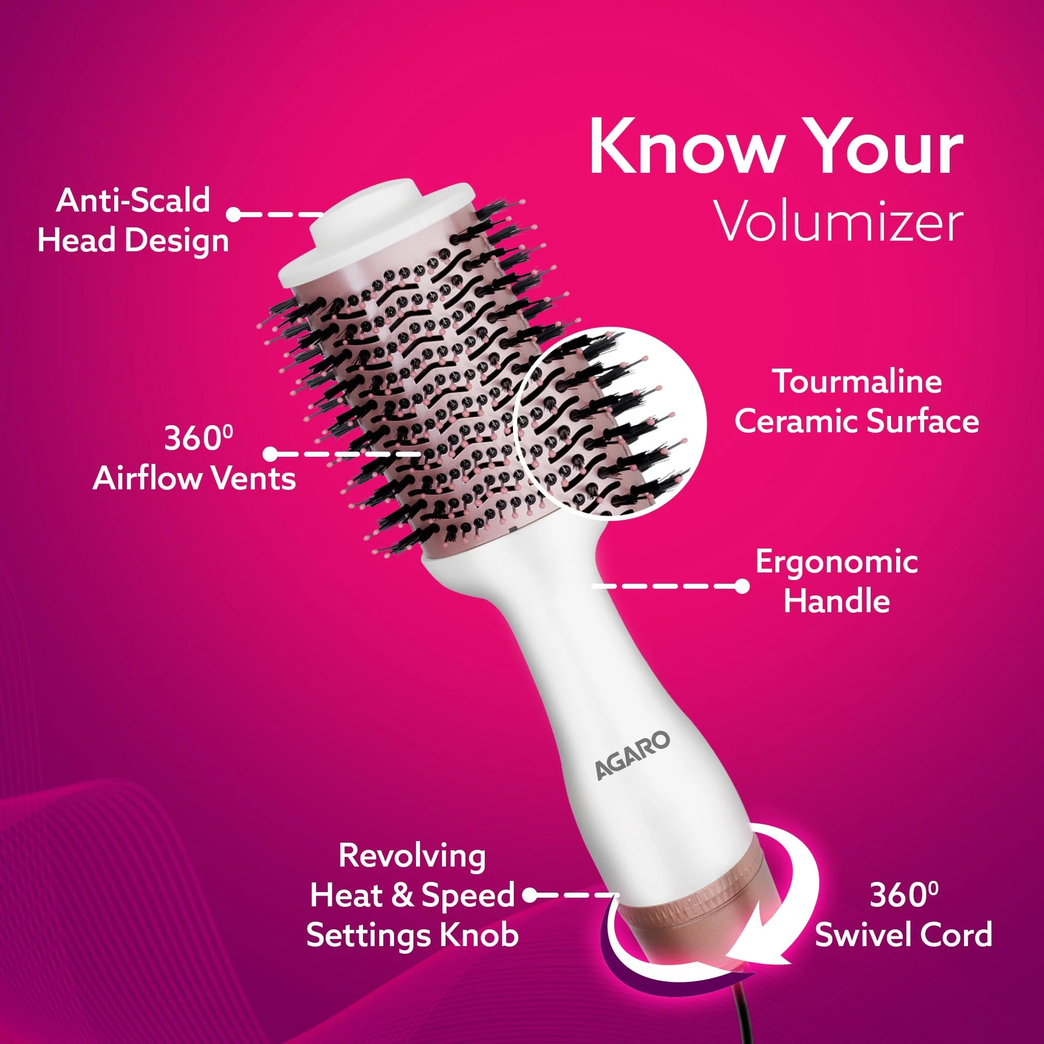 HV2179 Hot Air Brush for Hair, Blow Dryer Brush, Volumizer & Styler, 360° Airflow Vent, Oval Barrel for Hair Volume, Charcoal Bristles, Ceramic Coating Brushing Head, 1200W - Image 13