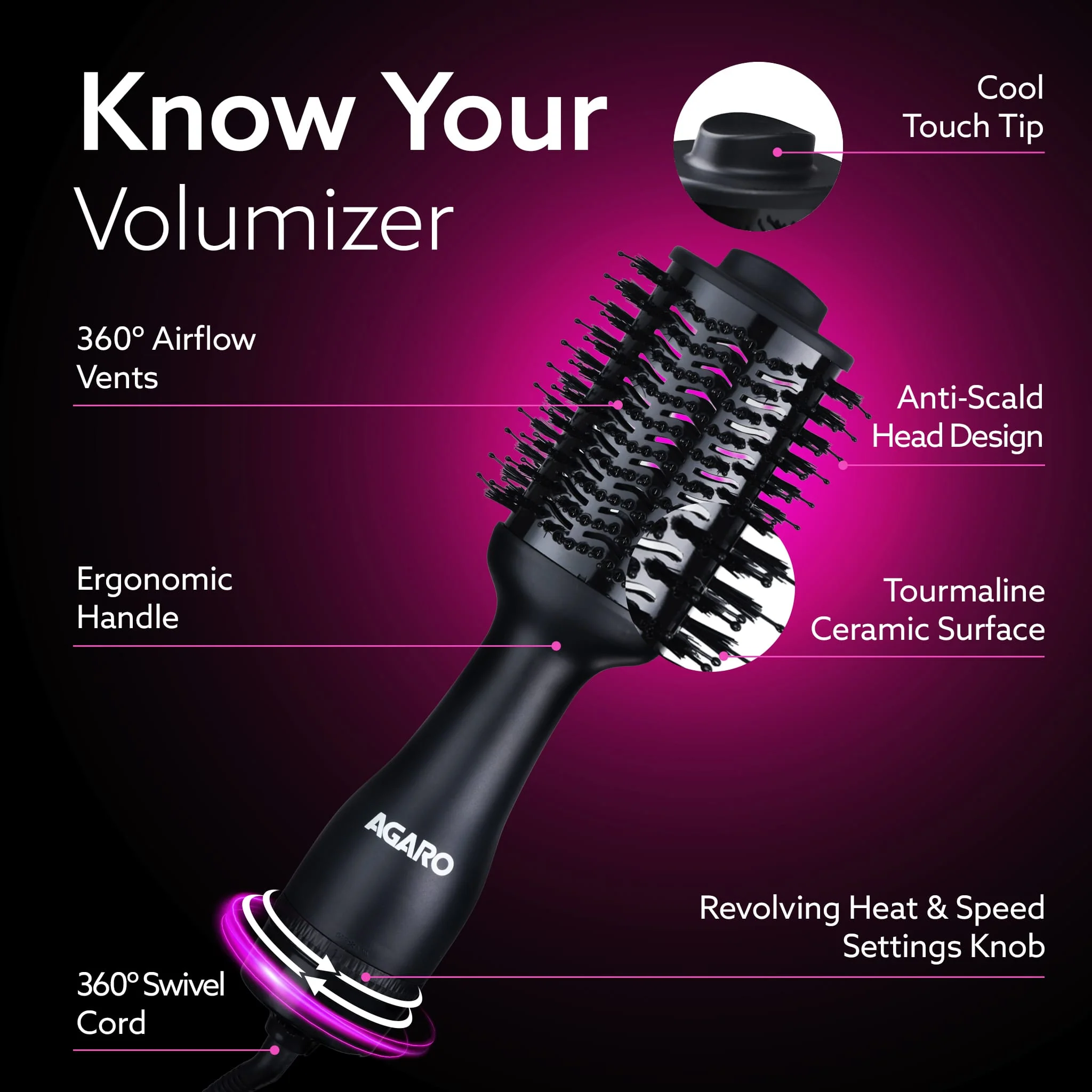 HV2179 Hot Air Brush for Hair, Blow Dryer Brush, Volumizer & Styler, 360° Airflow Vent, Oval Barrel for Hair Volume, Charcoal Bristles, Ceramic Coating Brushing Head, 1200W - Image 20