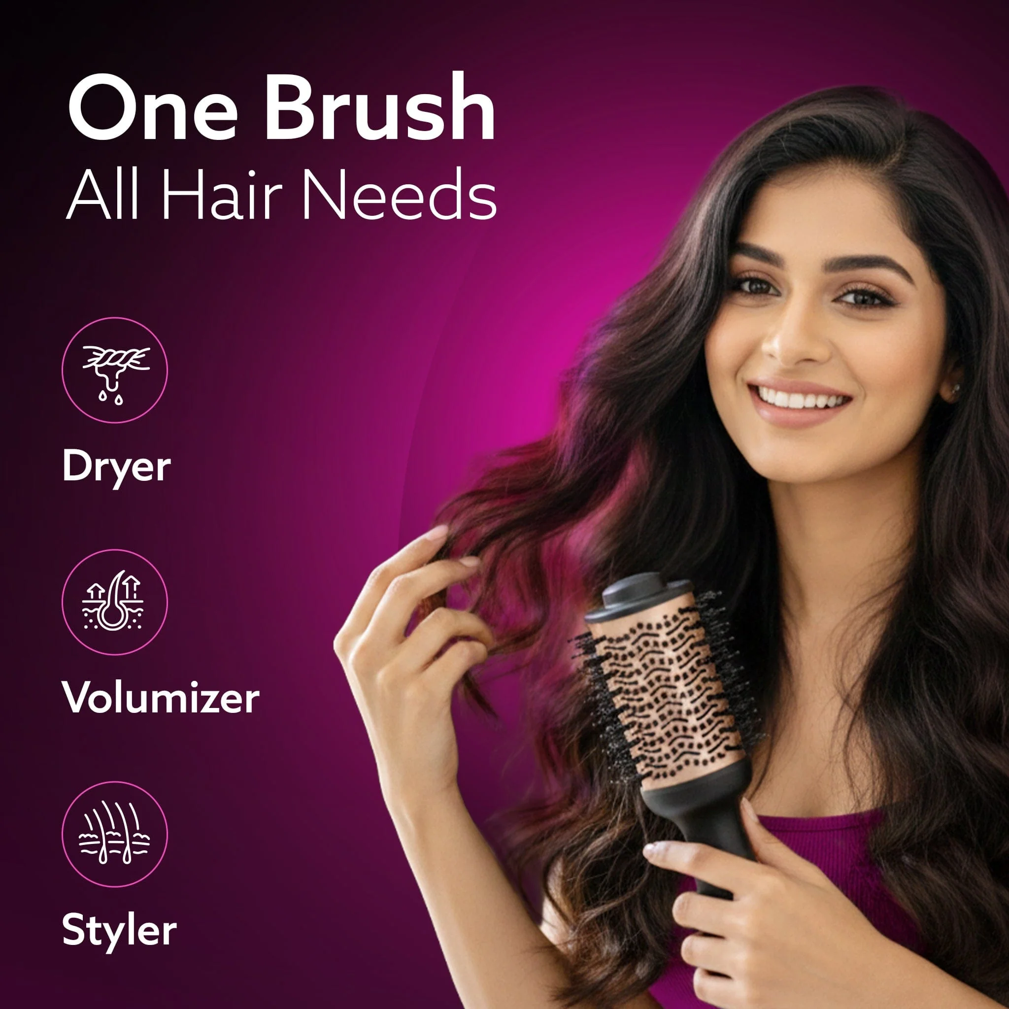 HV2179 Hot Air Brush for Hair, Blow Dryer Brush, Volumizer & Styler, 360° Airflow Vent, Oval Barrel for Hair Volume, Charcoal Bristles, Ceramic Coating Brushing Head, 1200W - Image 5