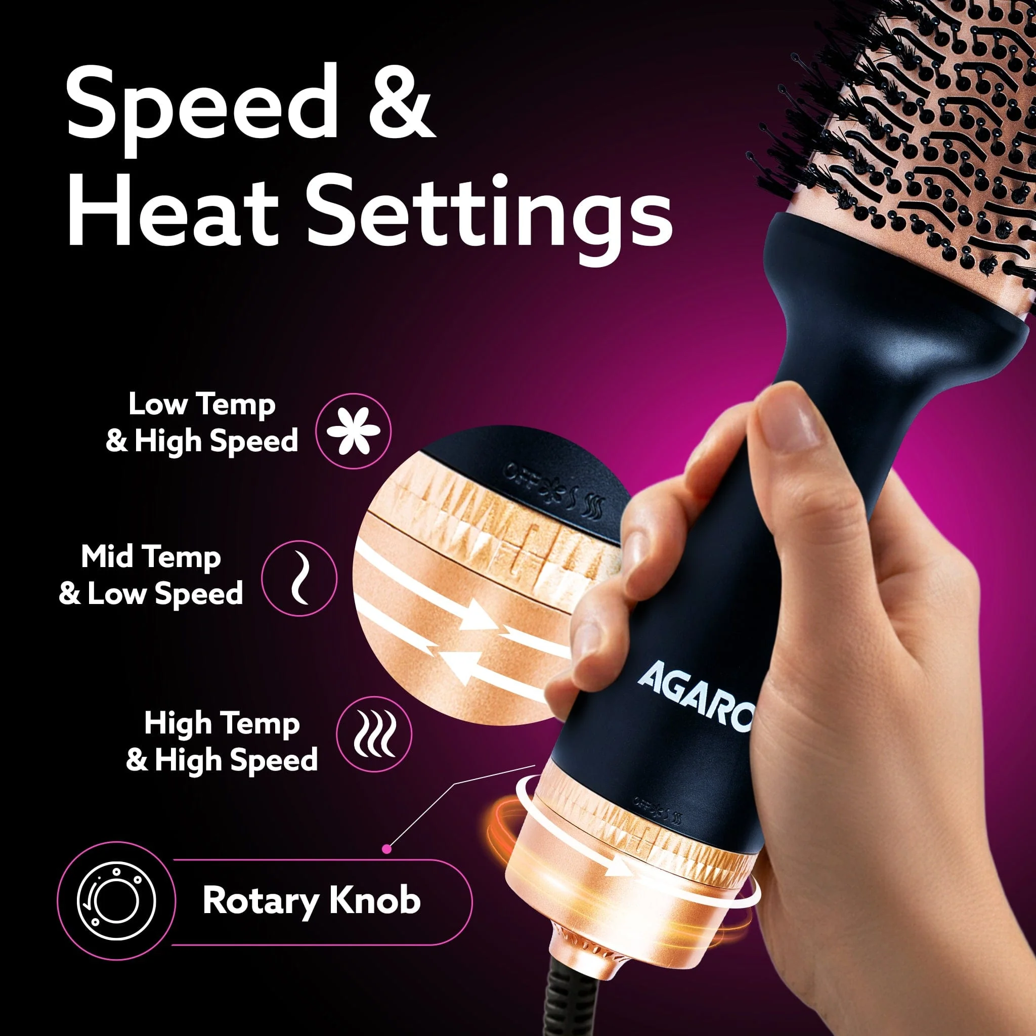 HV2179 Hot Air Brush for Hair, Blow Dryer Brush, Volumizer & Styler, 360° Airflow Vent, Oval Barrel for Hair Volume, Charcoal Bristles, Ceramic Coating Brushing Head, 1200W - Image 6