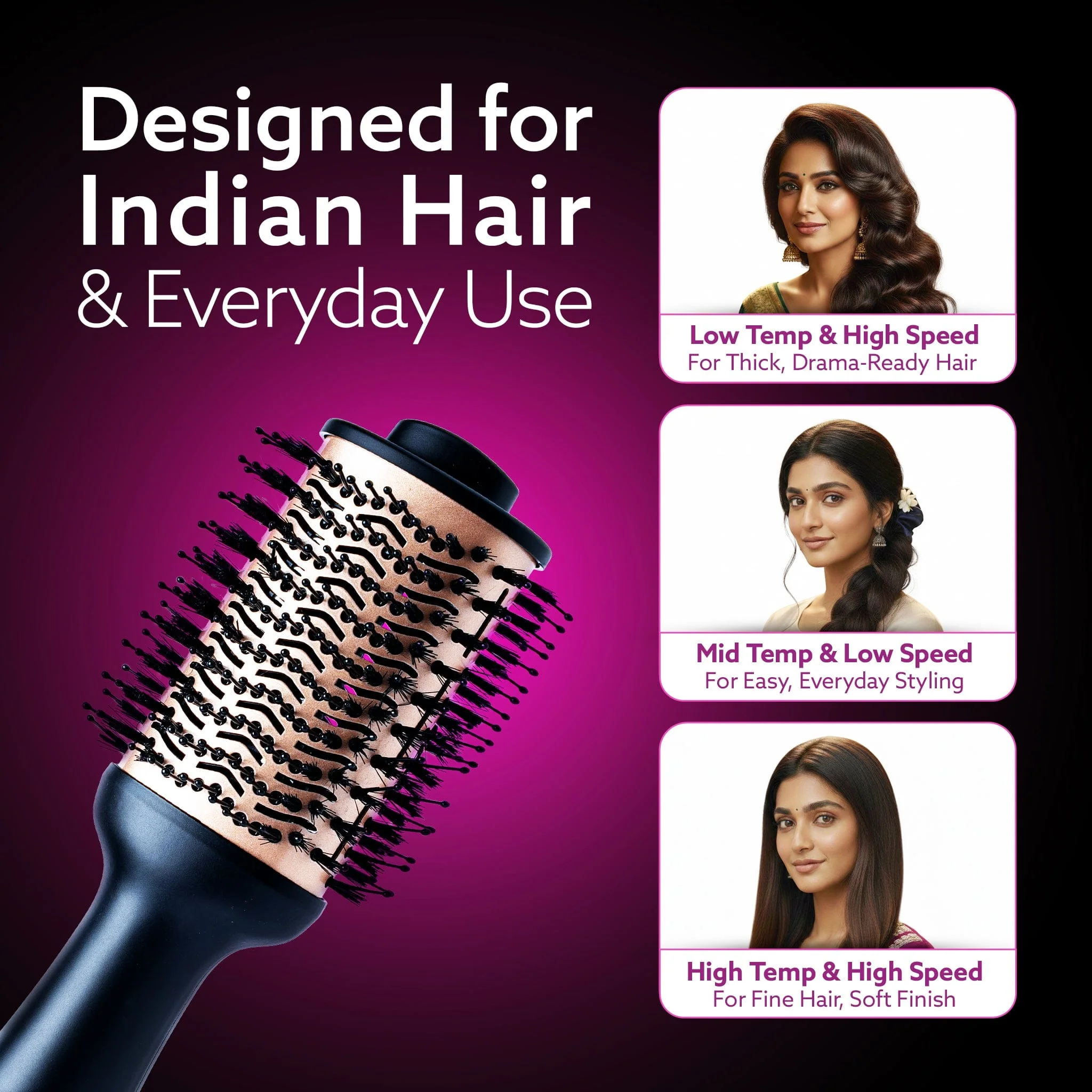 HV2179 Hot Air Brush for Hair, Blow Dryer Brush, Volumizer & Styler, 360° Airflow Vent, Oval Barrel for Hair Volume, Charcoal Bristles, Ceramic Coating Brushing Head, 1200W - Image 7