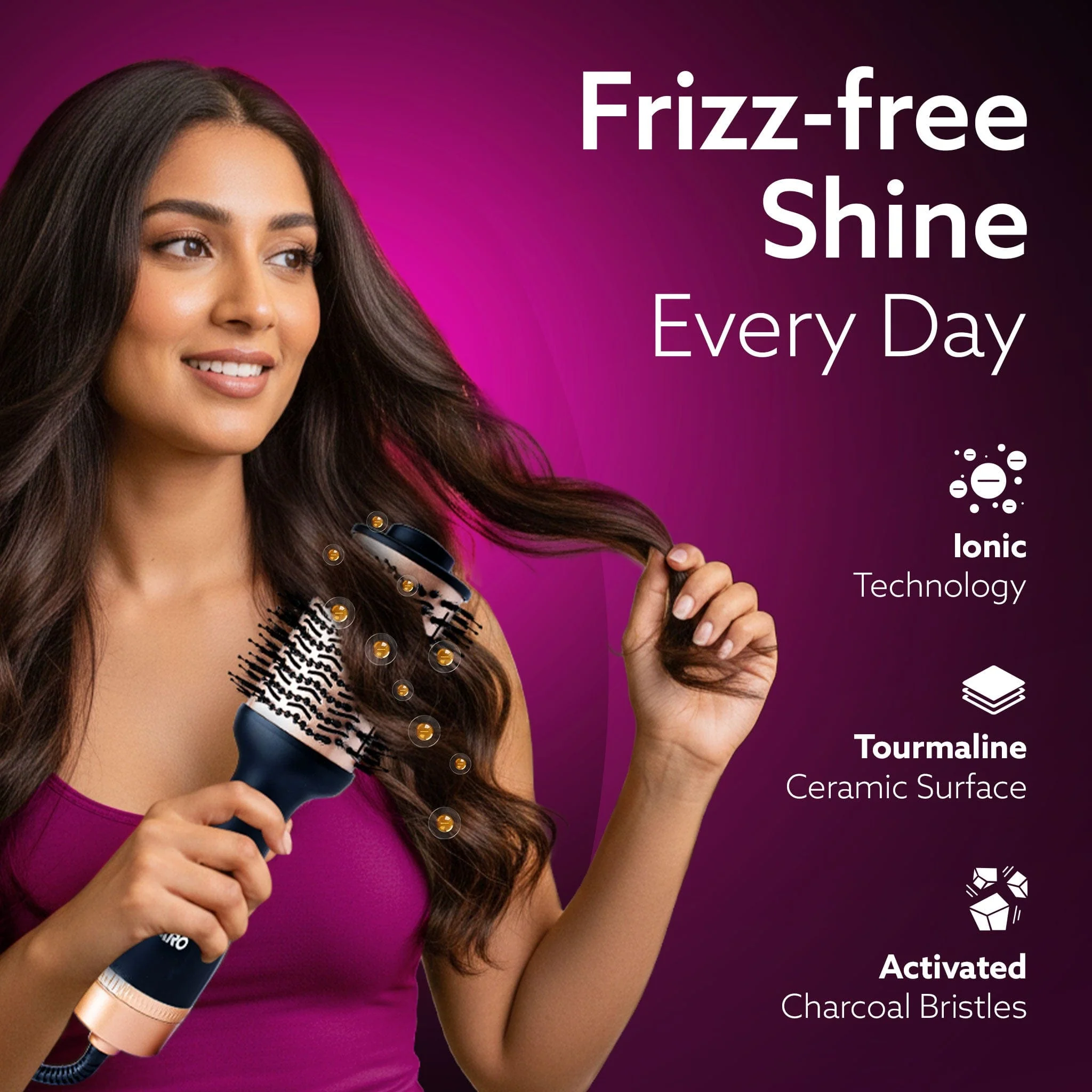 HV2179 Hot Air Brush for Hair, Blow Dryer Brush, Volumizer & Styler, 360° Airflow Vent, Oval Barrel for Hair Volume, Charcoal Bristles, Ceramic Coating Brushing Head, 1200W - Image 8