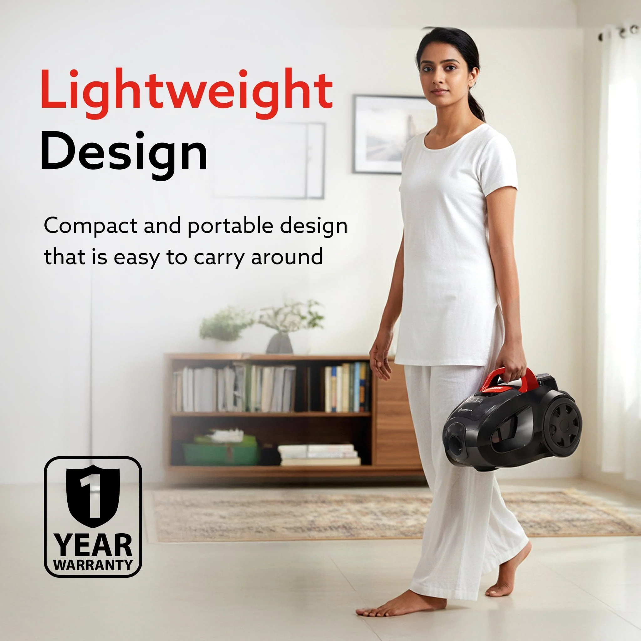 ICON Bagless Vacuum Cleaner , 1600Watts, For Home Use, Cyclonic Suction System, 24 kPa S uction power, Adjustable Suction Controller, Dry Vacuuming, 1.5L Bagless Dust Collector, Black and Red - Image 9