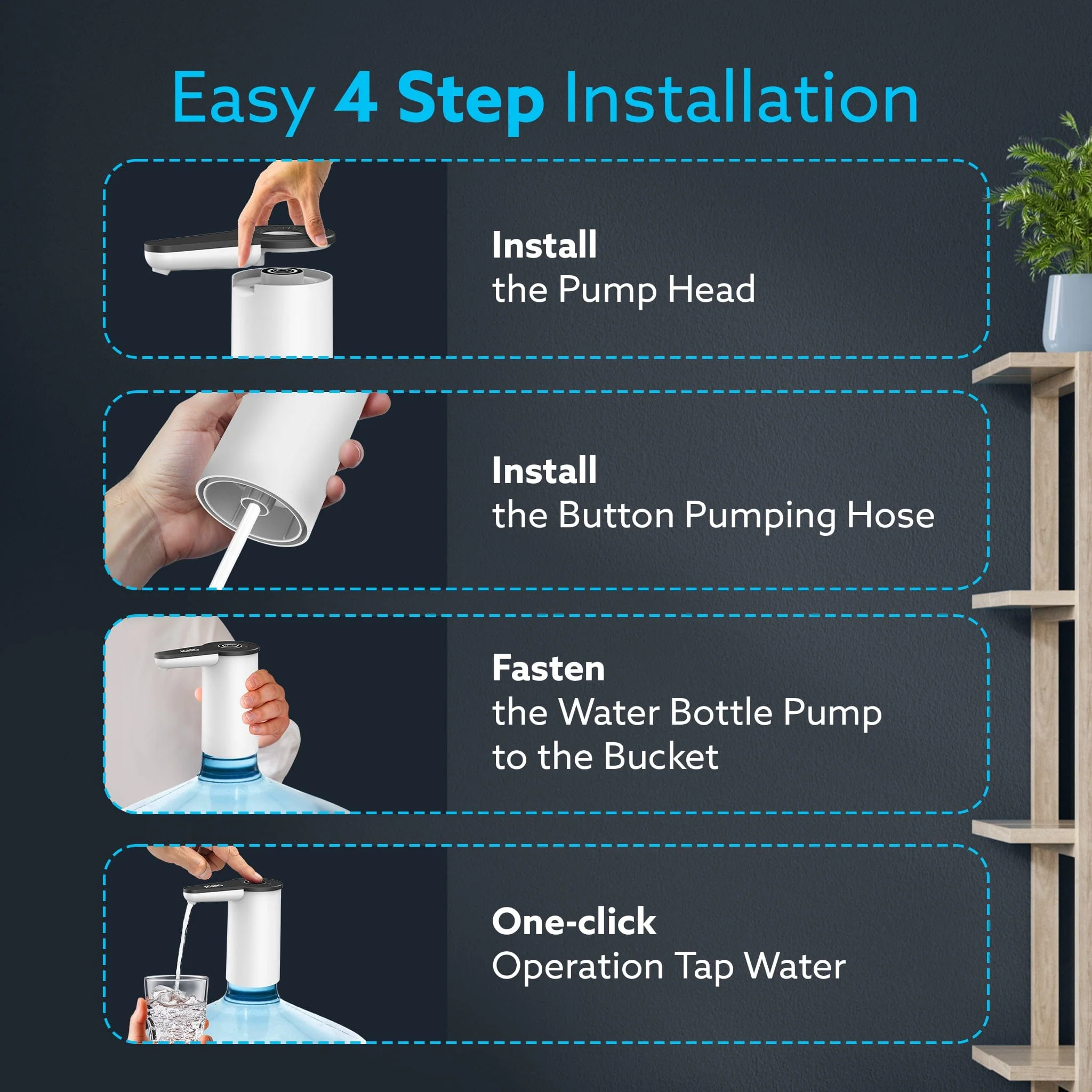 Imperial Automatic Electric Water Dispenser Pump for 20 Litre Bottle | USB Rechargeable, Portable Drinking Water Pump for Home, Kitchen, Office & Camping - Image 4