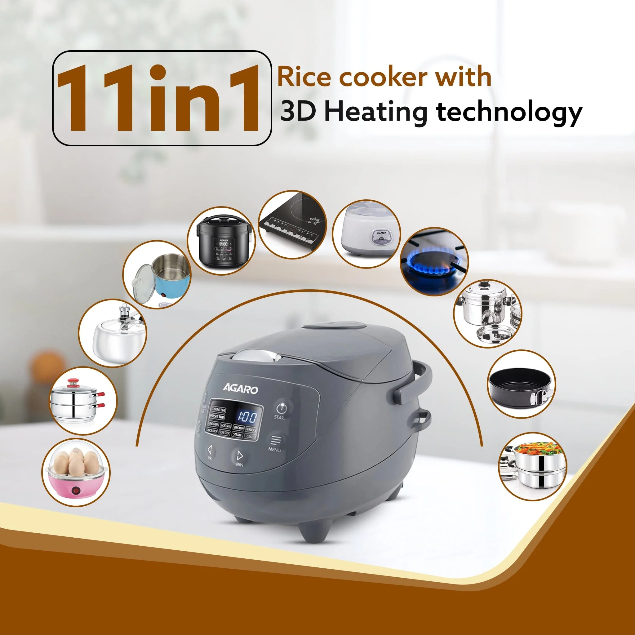 Imperial Electric Rice Cooker - 2L - Grey - Image 4