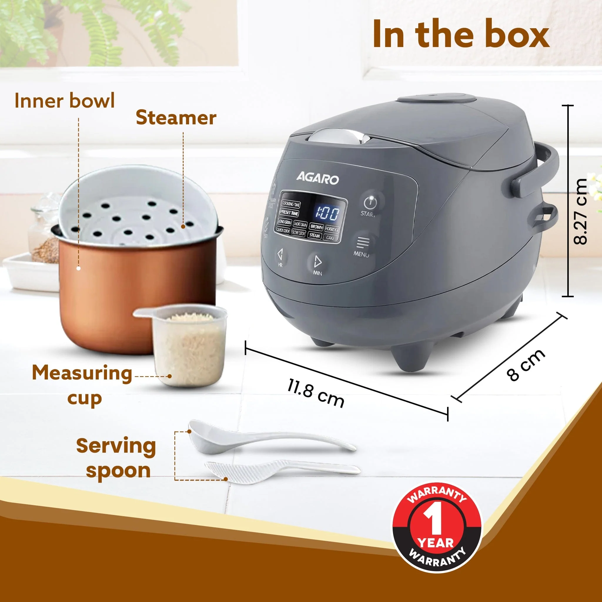 Imperial Electric Rice Cooker - 2L - Grey - Image 5