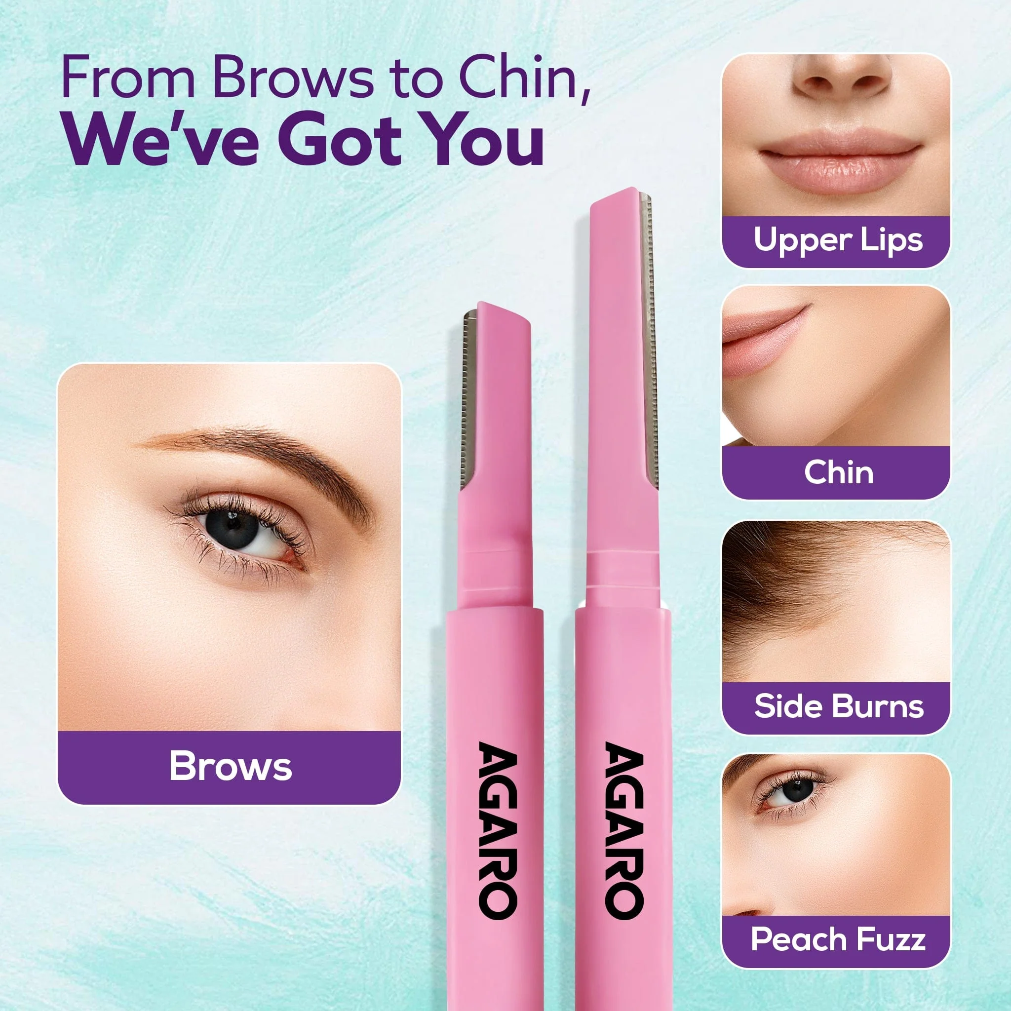 Imperial Face & Eyebrow Razor for Women (Pack of 3) | Dual Blade Head with German Blades | Easy Facial Hair Shaping & Shaving | Reusable up to 5 Times | Rust-Free Durable Blades - Image 2
