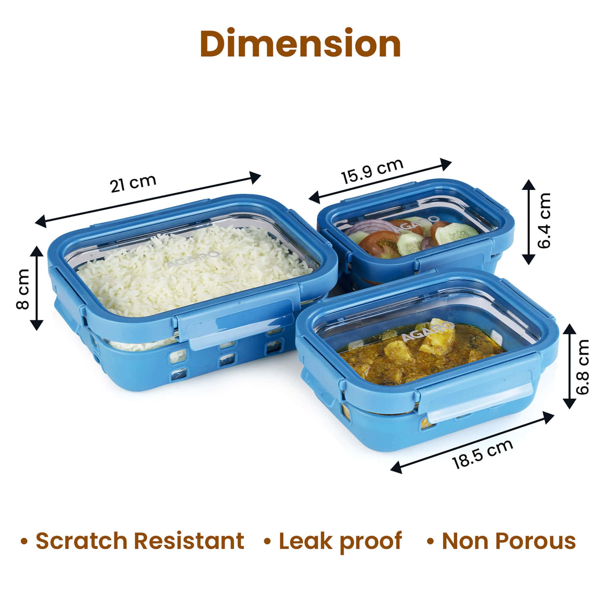 Imperial Glass Containers - 370, 640, 1050 ml - Blue - Image 6