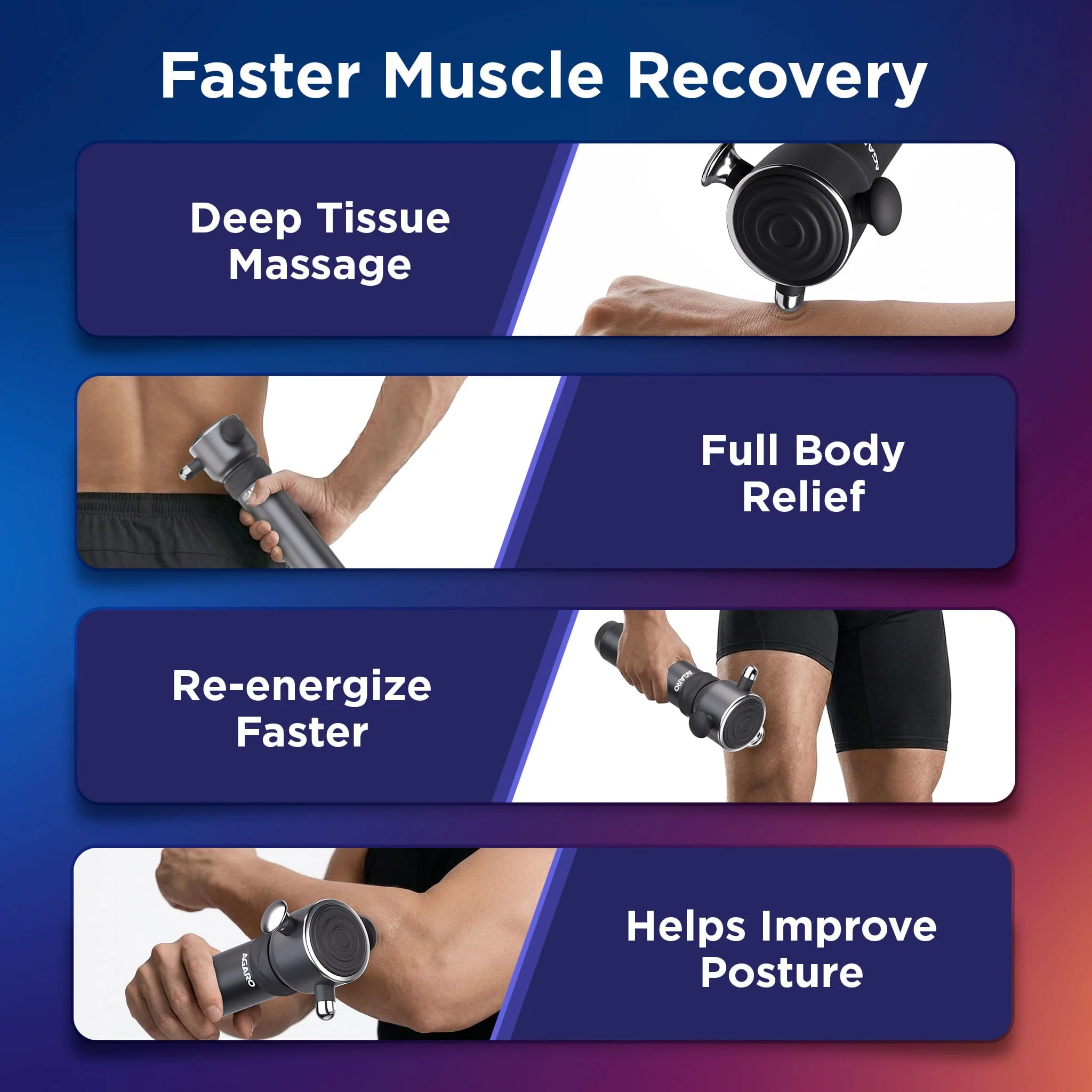 Imperial Handheld Deep Tissue Massager, Vibrating Muscle Massager - Therapy Back Massager for All Body Relief - Muscle Relaxation and Fascial Binding - Trigger Point Therapy Massage Gun, Black - Image 6
