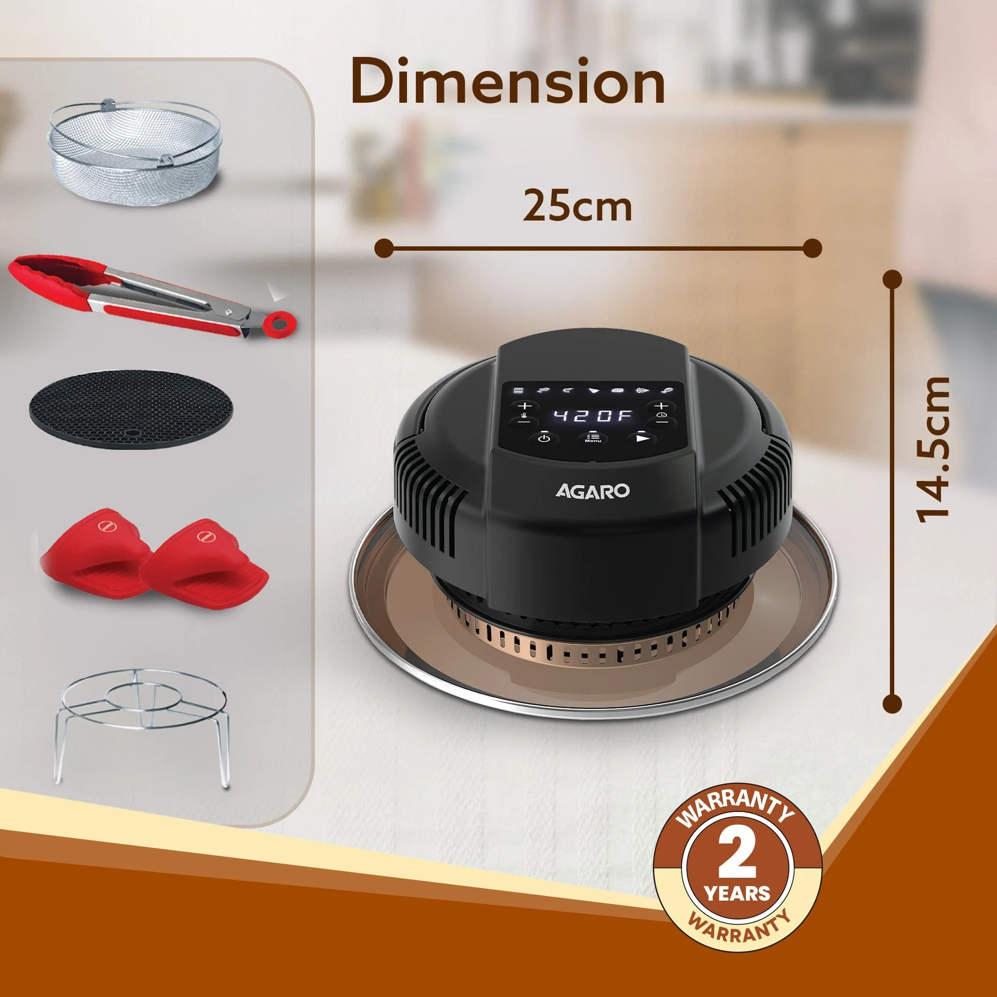 Imperial Pot Lid Air Fryer, 7-in-1 Electric Air Fry, Crisp, Broil, Bake In 5L, 6L and 8L Pressure Cooker/ Metal Pots/ Rice Cooker, 7 Preset Menu, 1000W, Home & Kitchen - Image 7