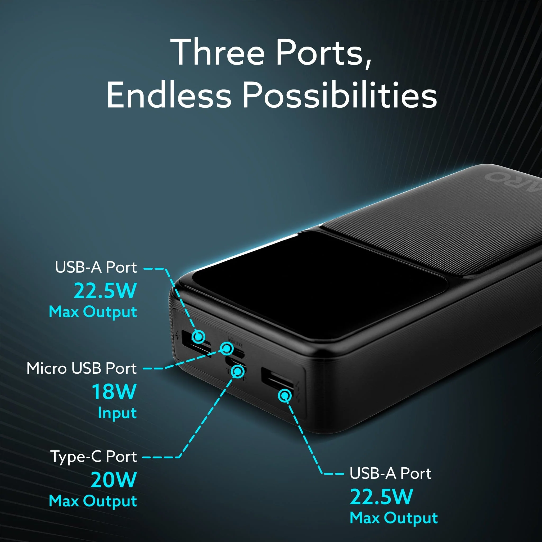 Imperial Power Bank 20000 mAh, 22.5W Power Delivery for Smartphones, Portable, USB C & Micro Input, USB A1,A2 & C Output, Fast Charge Technology for Tablets, Headphones and Hi-Powered Devices - Image 4