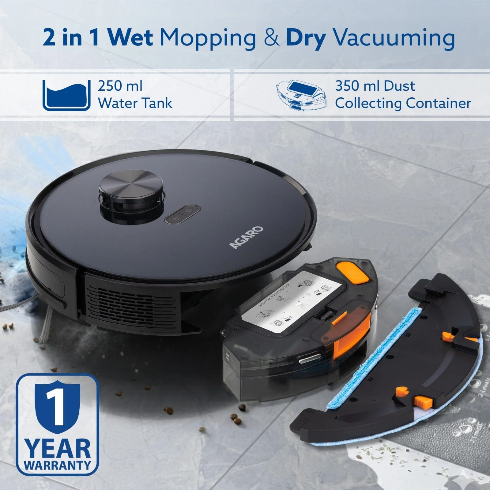 Imperial Robot Vacuum Cleaner, Dual Brush, Dry Vacuum & Wet Mop, Automatic Cleaning, Up to 10000Pa Strong Suction, App Control, Lidar Navigation, Editable Map to Clean, Hard Floor & Carpet - Image 4