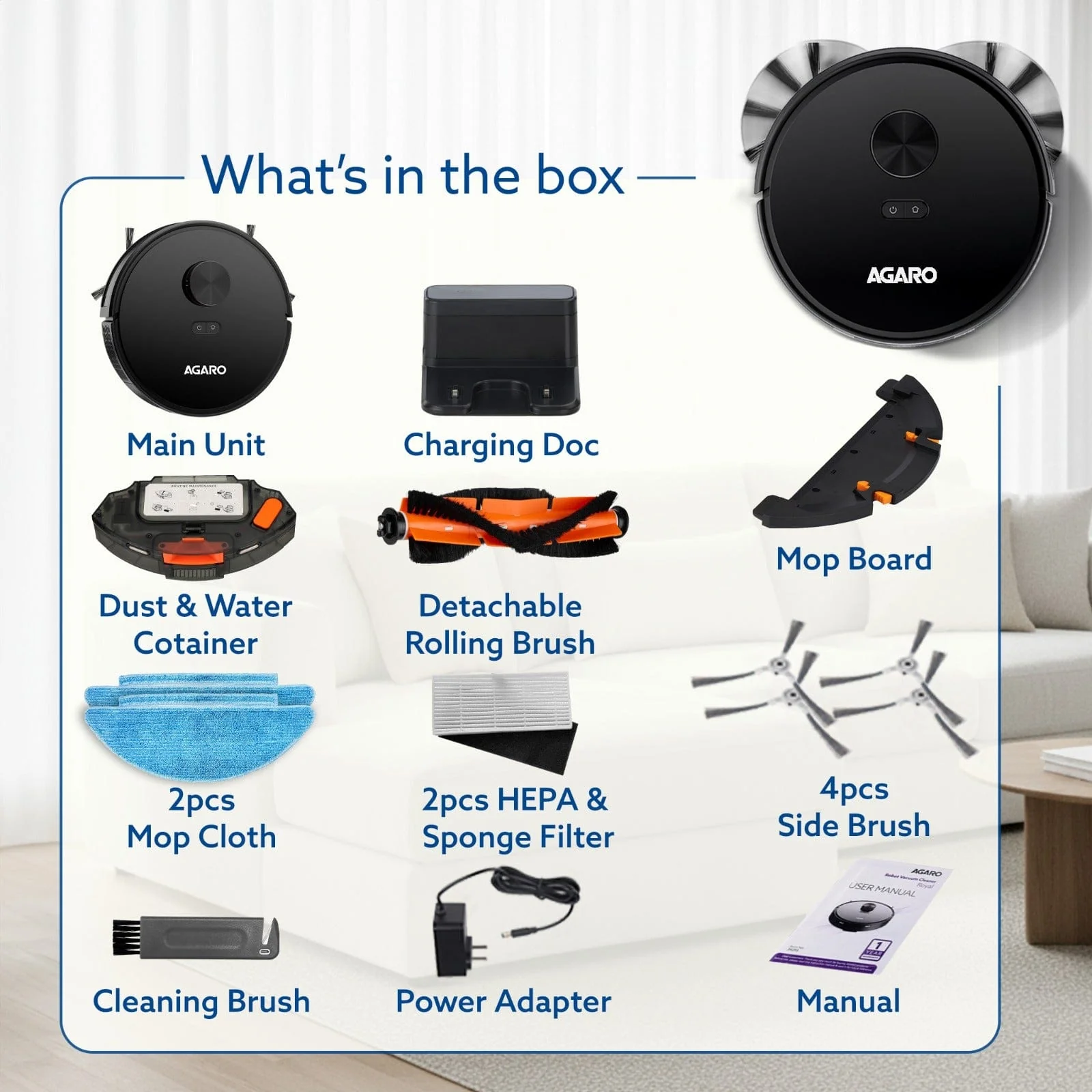 Imperial Robot Vacuum Cleaner, Dual Brush, Dry Vacuum & Wet Mop, Automatic Cleaning, Up to 10000Pa Strong Suction, App Control, Lidar Navigation, Editable Map to Clean, Hard Floor & Carpet - Image 8