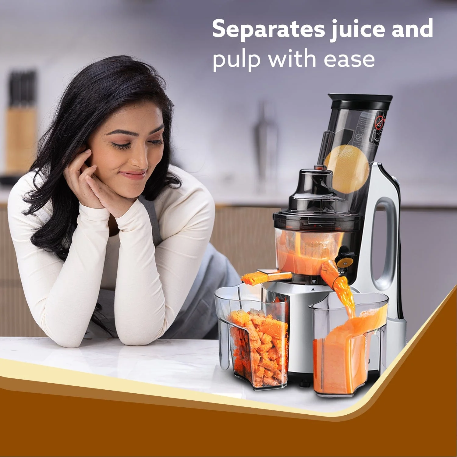 Imperial Slow Juicer, Professional Cold Press Whole Slow Juicer, 240 Watts Power Motor, 3 Strainers, All-in-1 Fruit & Vegetable Juicer, Grey/Black - Image 4