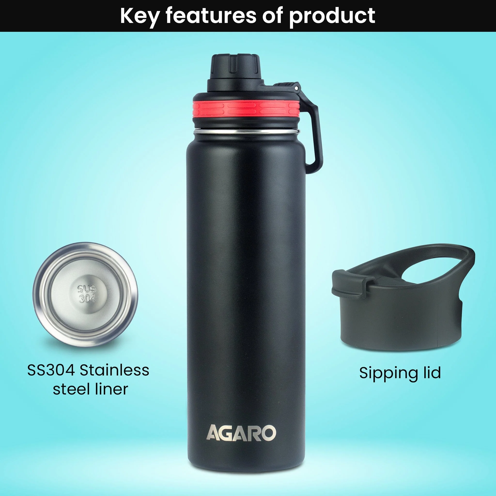 Imperial Vacuum Flask 720ml Black - Image 5