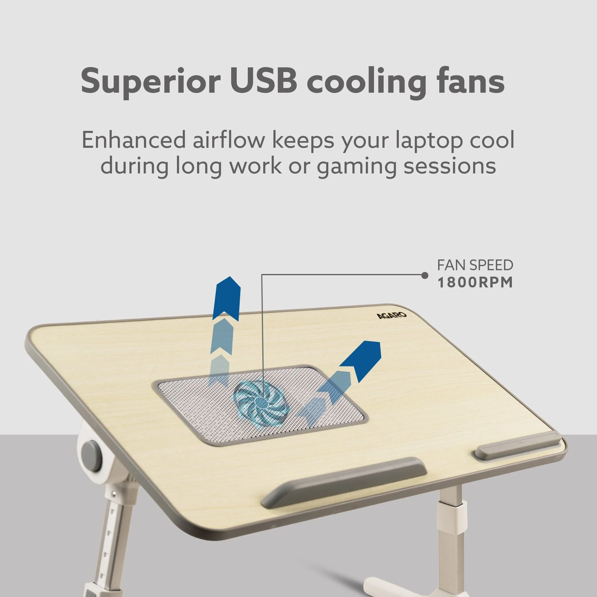 Laptop Table with 1800 RPM USB Cooling Fans - Image 2