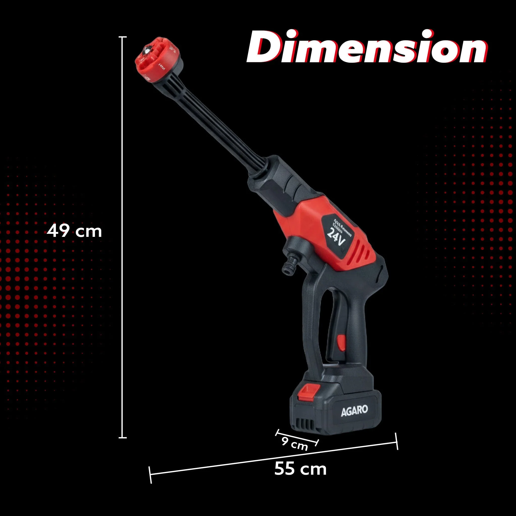 Marvel Cordless High Pressure Washer Gun | 24V Rechargeable Battery (2 x 1500mAh) | 110–240V | 10 Bar | 6-in-1 Adjustable Nozzle | 5M Hose Pipe | Car & Bike Wash | Premium Build with Cloth - Image 9