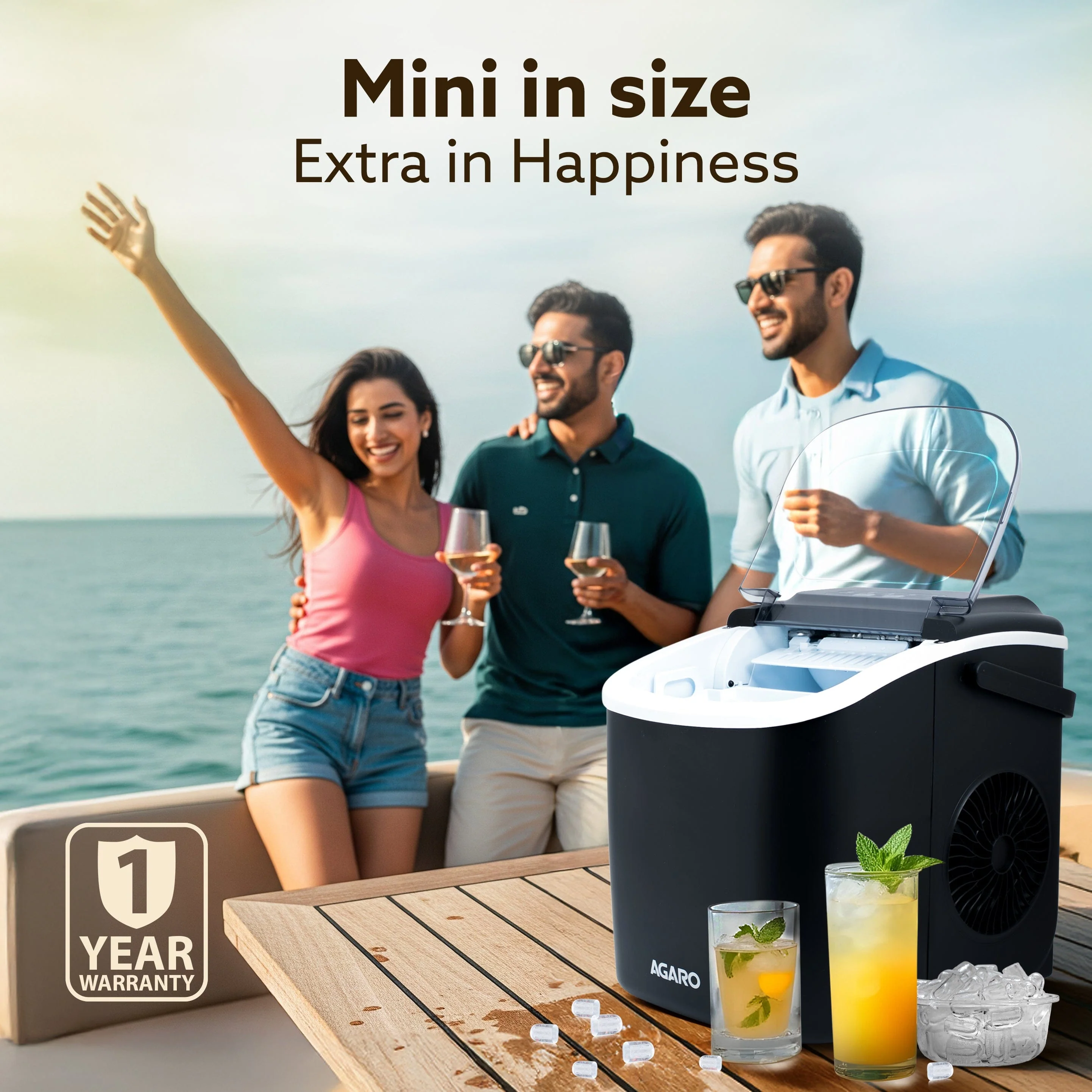 Marvel Ice Maker, Compact Ice Maker, 1.2L water Tank, 9 Pcs bullet Ice Cube at a time, Plastic Body - Image 3