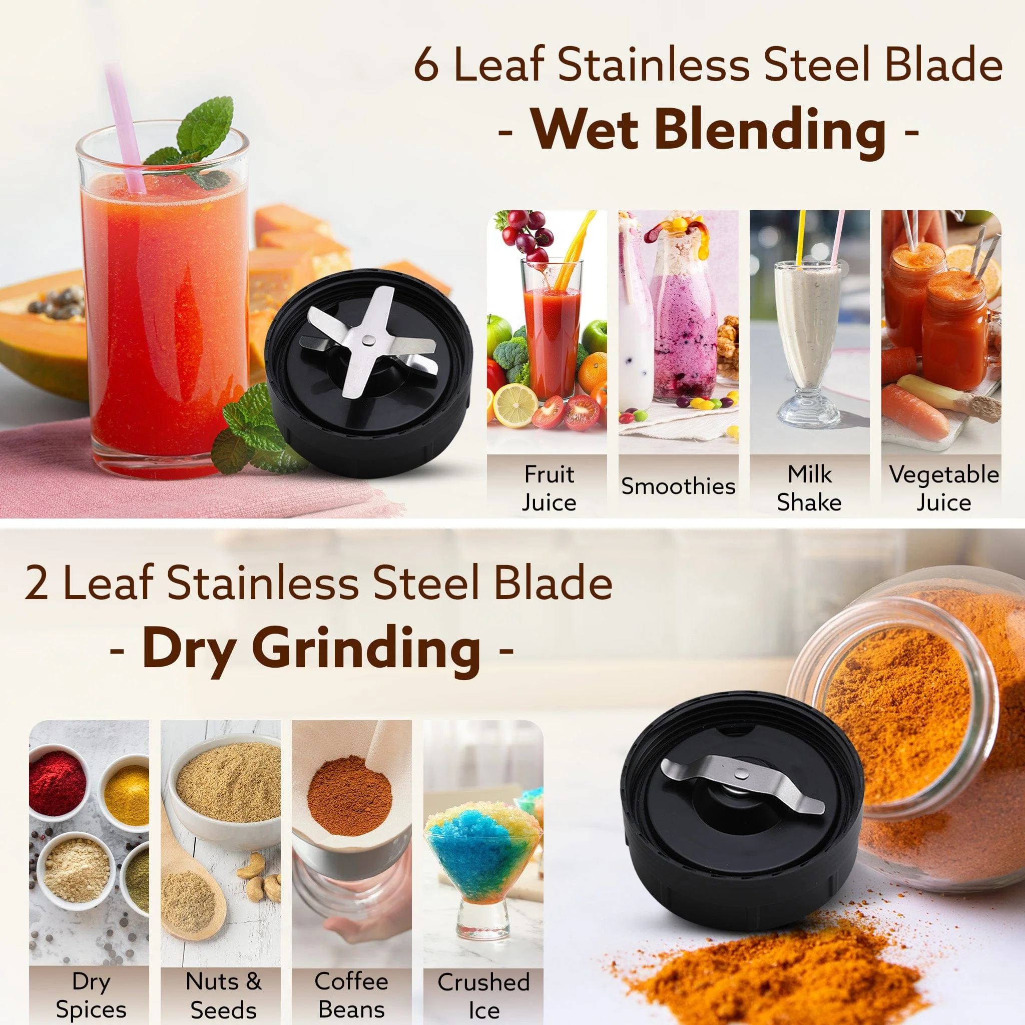 Marvel Nutri Blender, BPA Free 2 Tritan Jars, 1000W, 100% Copper Motor, 2 Speed Modes with Pulse, Detachable Base, Stainless Steel Blades, Blend, Mix, Grind, Smoothie, Juice Maker, Black - Image 3