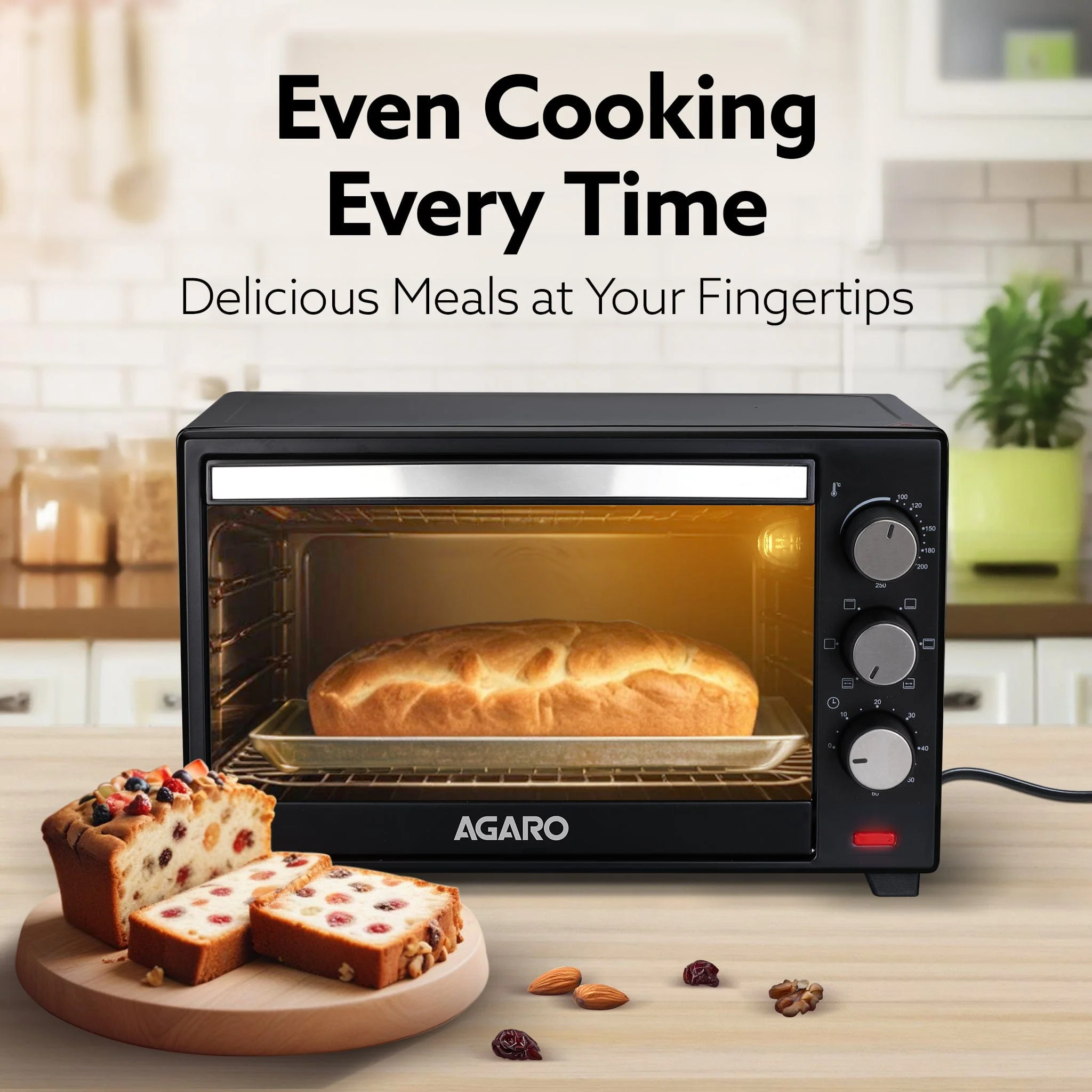 Marvel Oven Toaster Griller, 25 Litres, Motorised Rotisserie, Adjustable Temperature, 5 Heating Modes & Timer, CakeBaking, Roasting,Grilling,OTG (Black) - Image 3