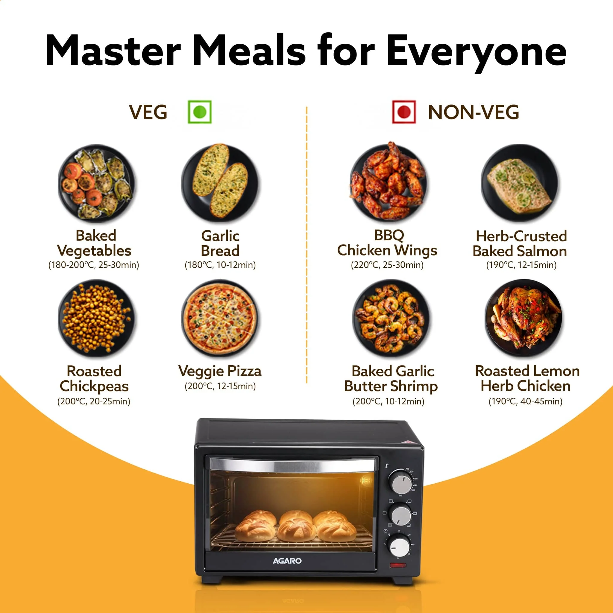 Marvel Oven Toaster Griller, 25 Litres, Motorised Rotisserie, Adjustable Temperature, 5 Heating Modes & Timer, CakeBaking, Roasting,Grilling,OTG (Black) - Image 6