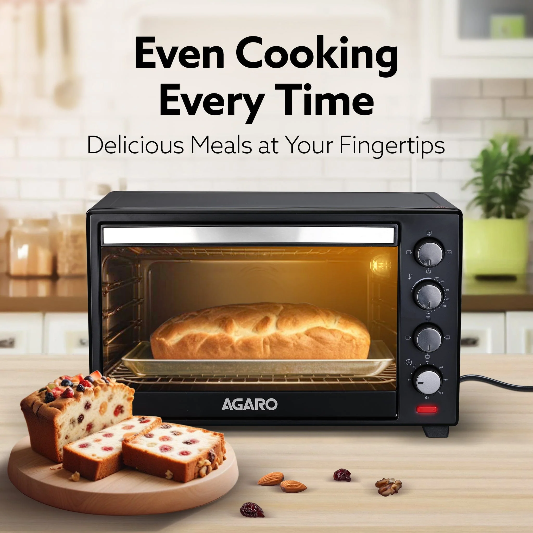 Marvel 48 Liters Oven Toaster Griller, Motorised Rotisserie and Convection Cake Baking OTG with 3 Heating Mode, (Black) - Image 3