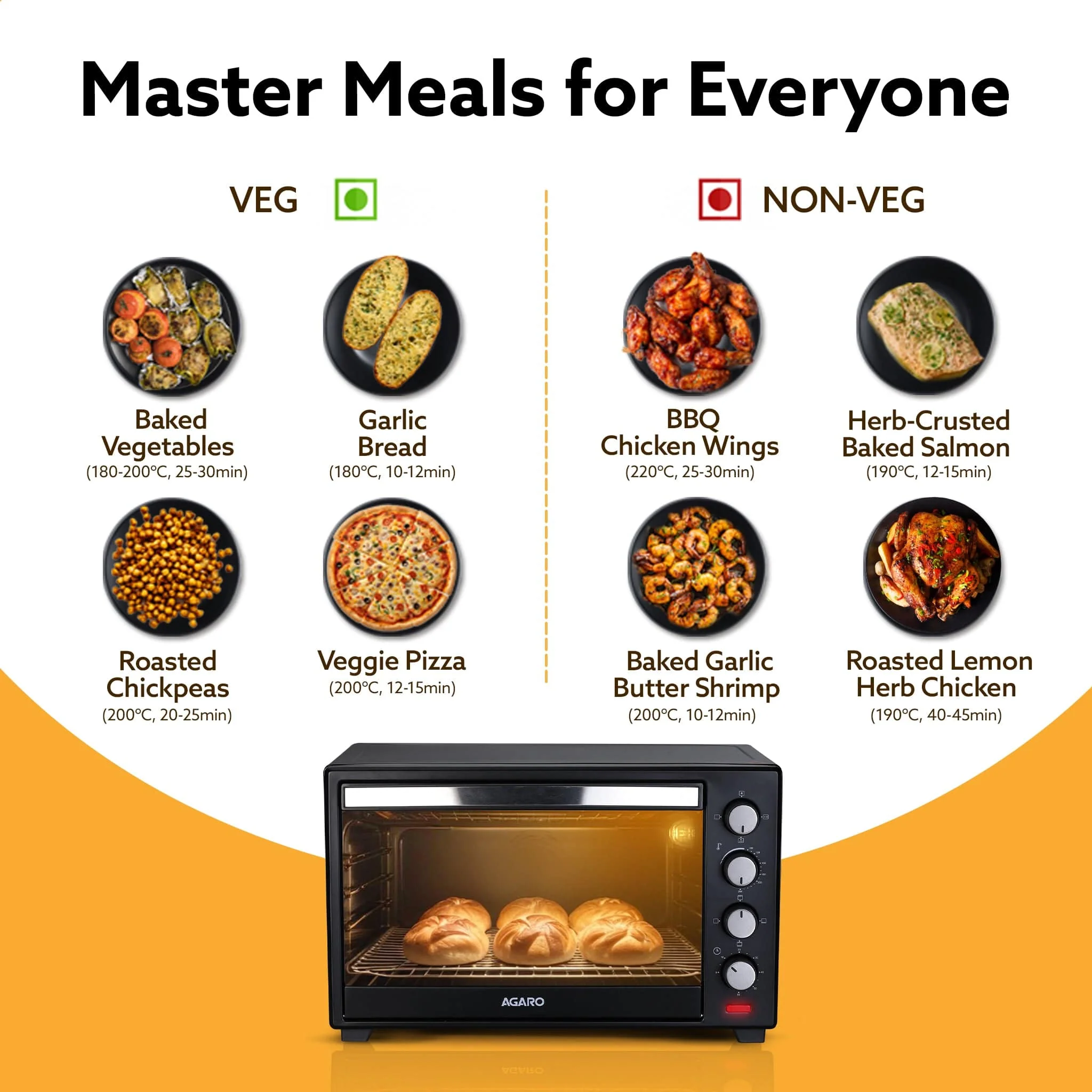 Marvel 48 Liters Oven Toaster Griller, Motorised Rotisserie and Convection Cake Baking OTG with 3 Heating Mode, (Black) - Image 6