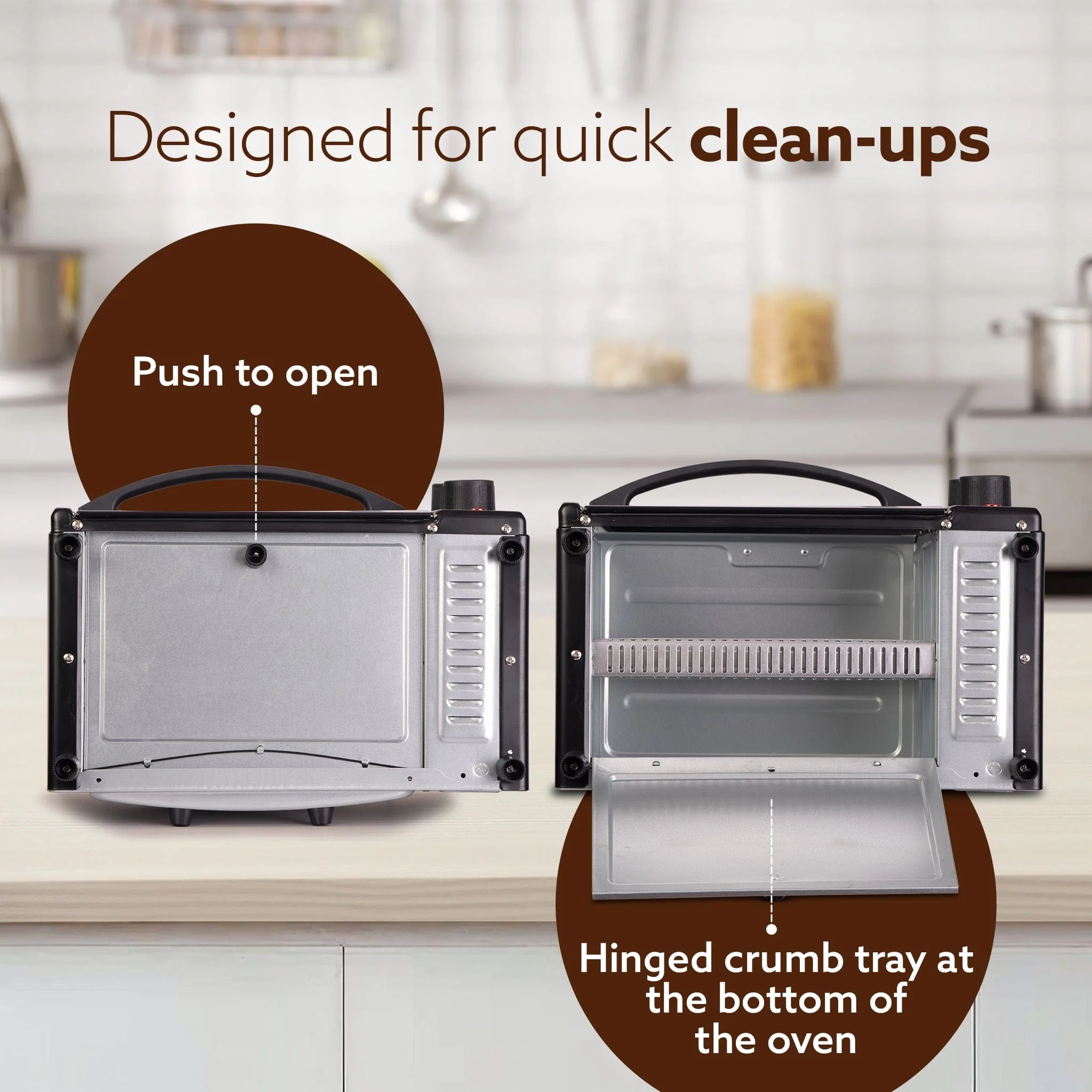 Marvel 9L OTG Oven 800W, Compact Toaster Griller for Baking, Toasting & Grilling, Adjustable 100°C-250°C, 30-Min Timer with Ready Bell, Auto Shut-Off, Tempered Glass Door, Bake Pan, Tong & Rack - Image 8