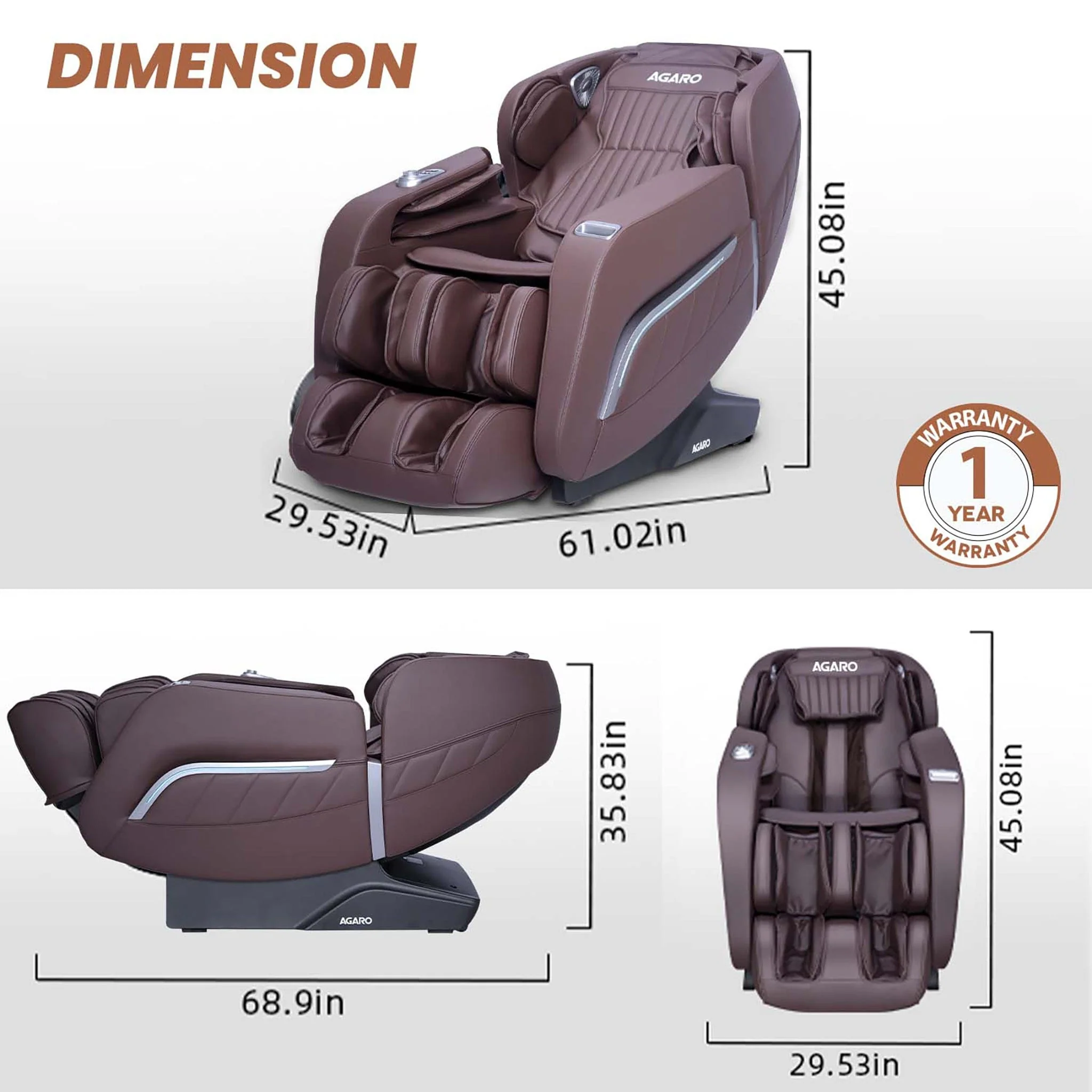 MC 7012 Full Body Massage Chair Zero Gravity - Brown - Image 6