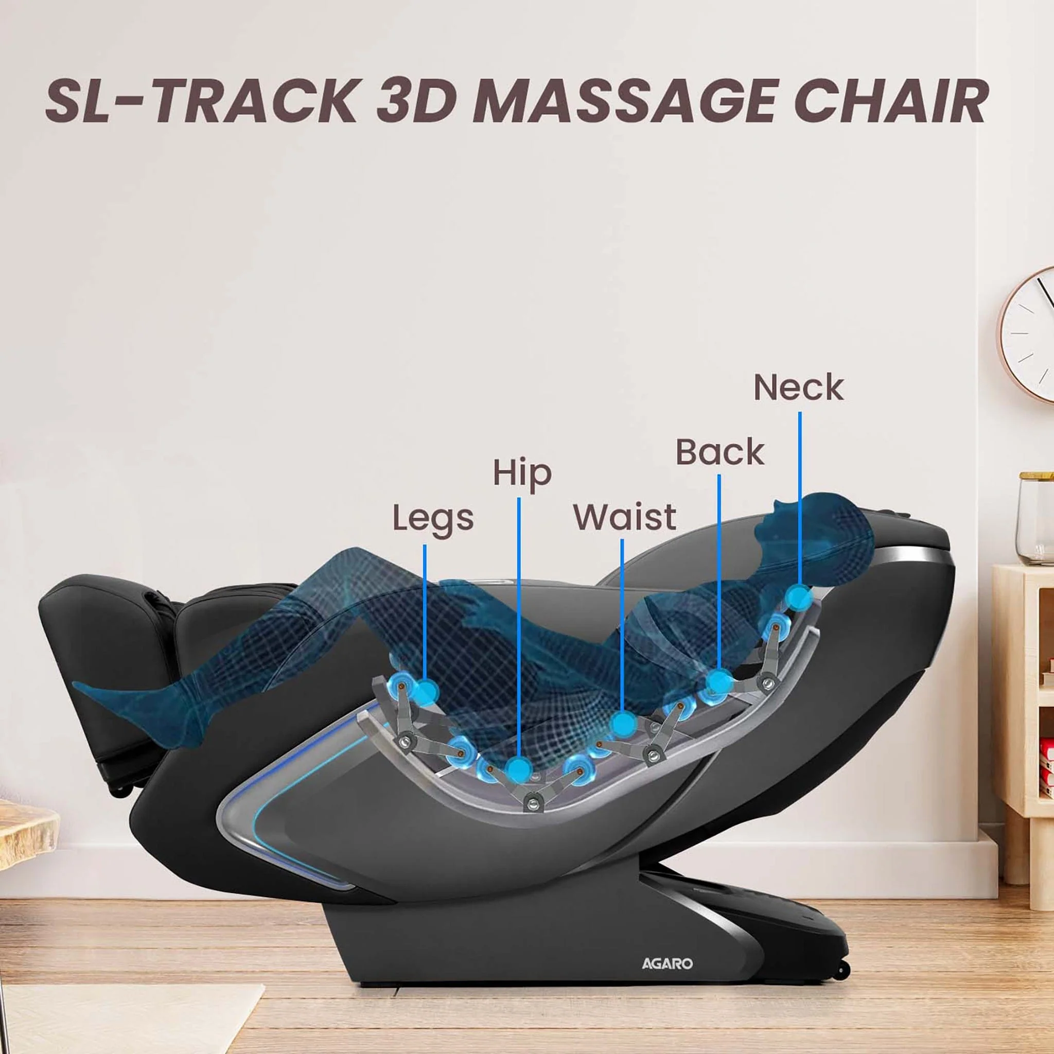 MC 8012 Full Body Massage Chair Zero Gravity - Black - Image 3