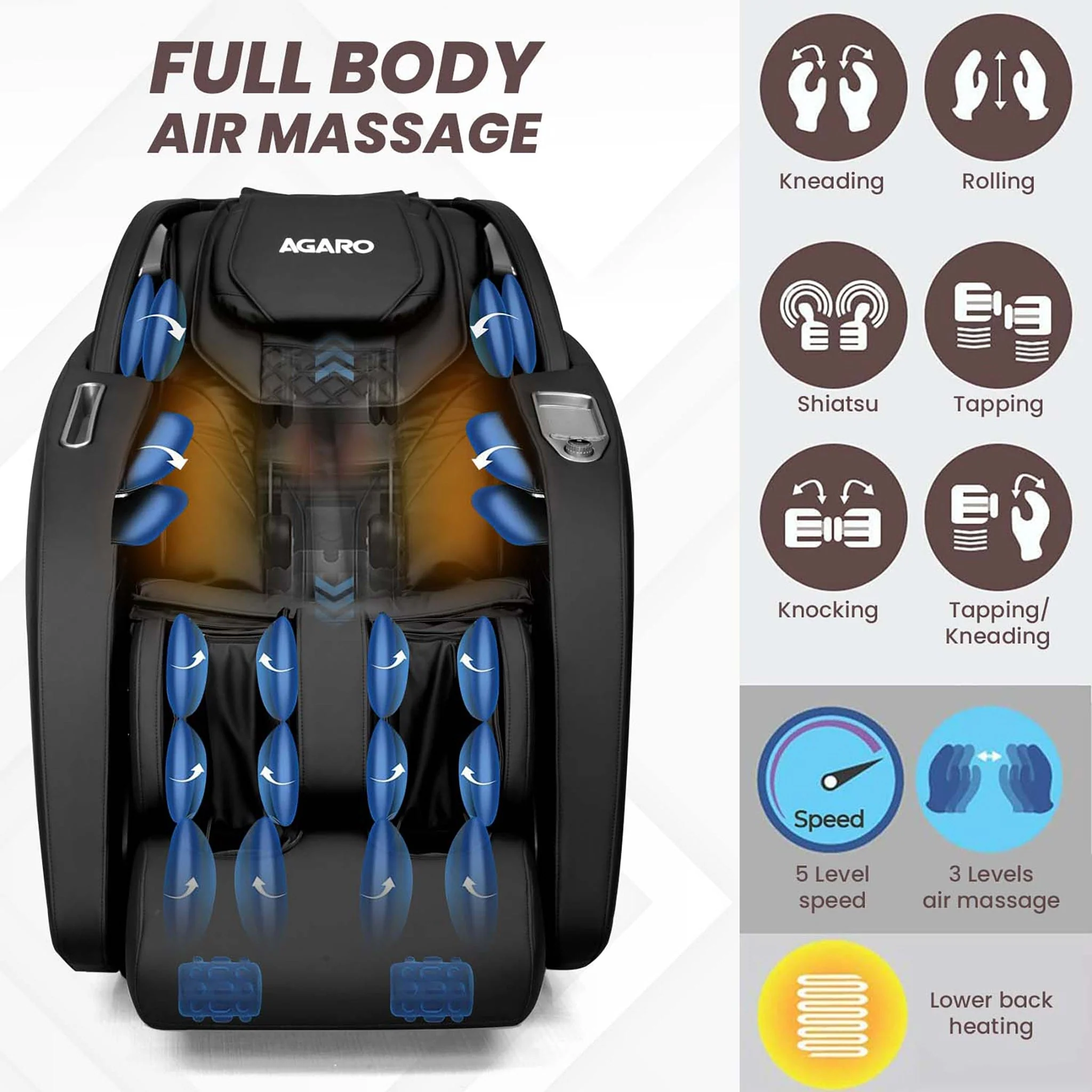 MC 8012 Full Body Massage Chair Zero Gravity - Black - Image 4