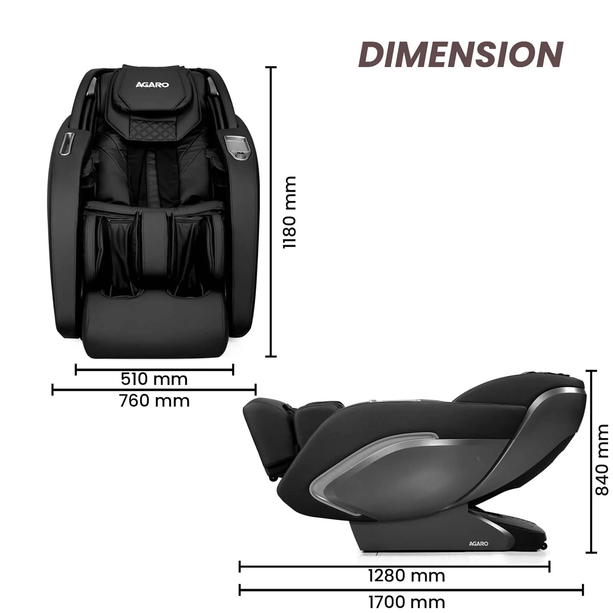 MC 8012 Full Body Massage Chair Zero Gravity - Black - Image 6