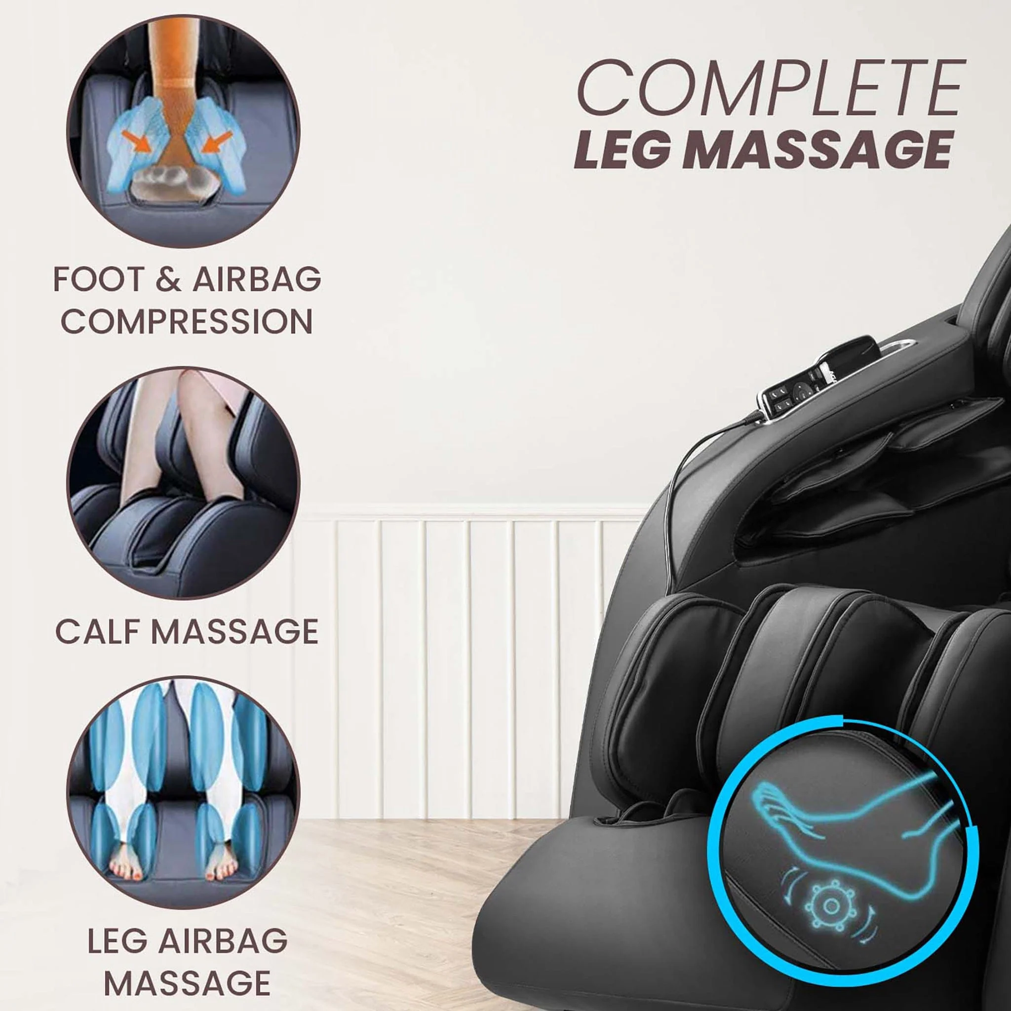 MC 8012 Full Body Massage Chair Zero Gravity - Black - Image 7