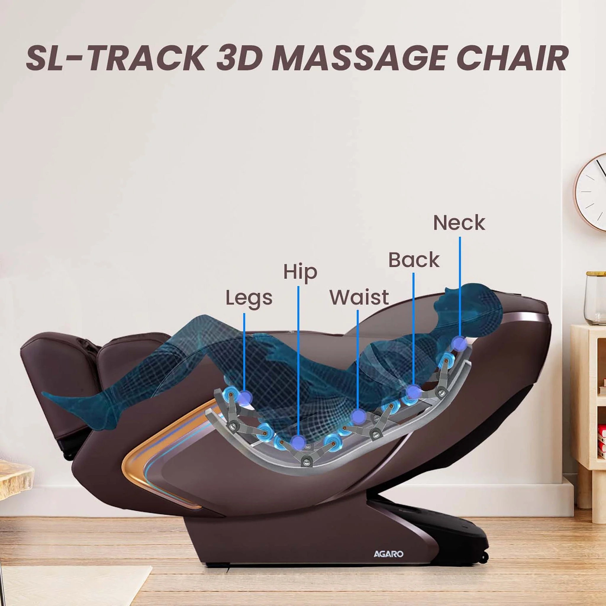 MC 8012 Full Body Massage Chair Zero Gravity - Brown - Image 3