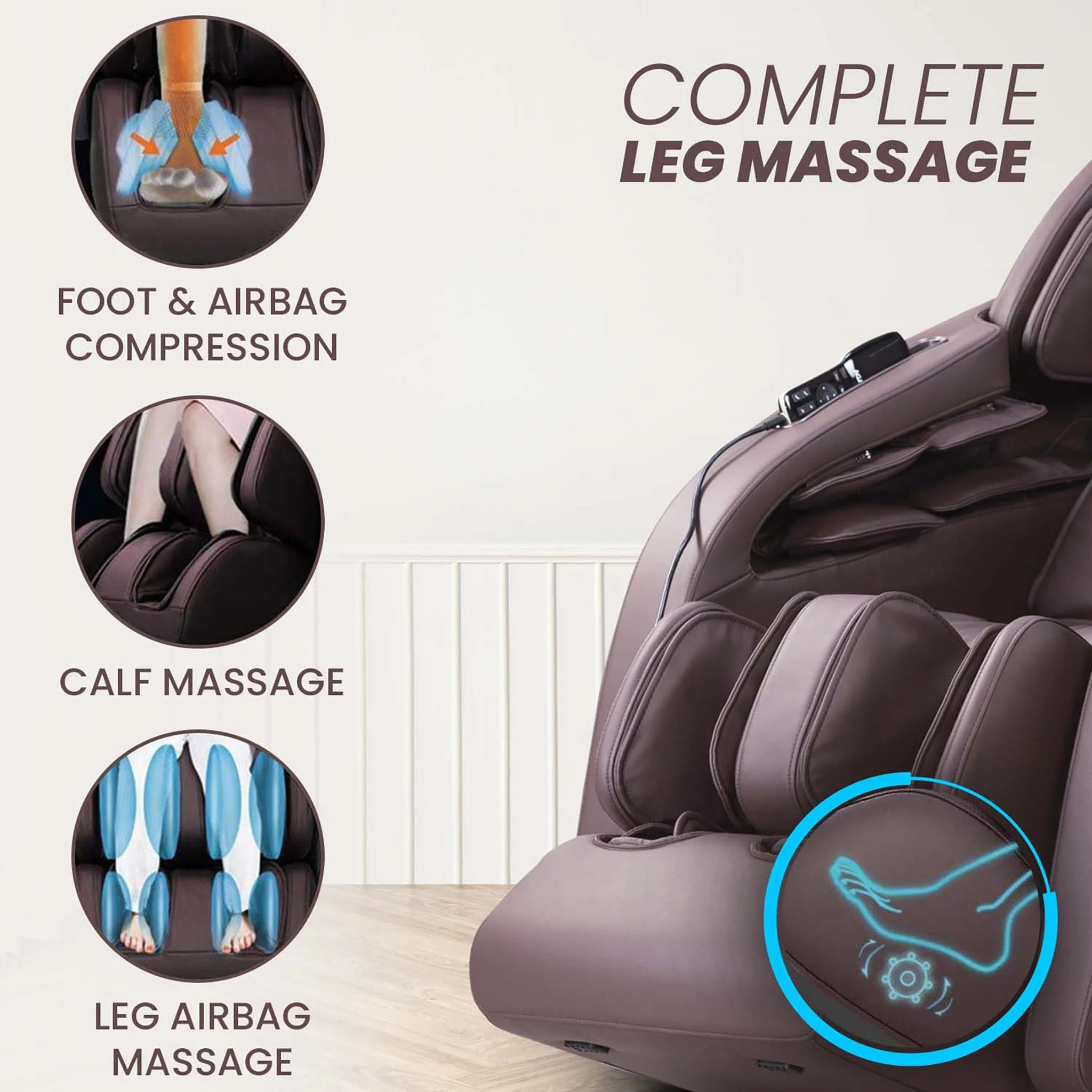 MC 8012 Full Body Massage Chair Zero Gravity - Brown - Image 7