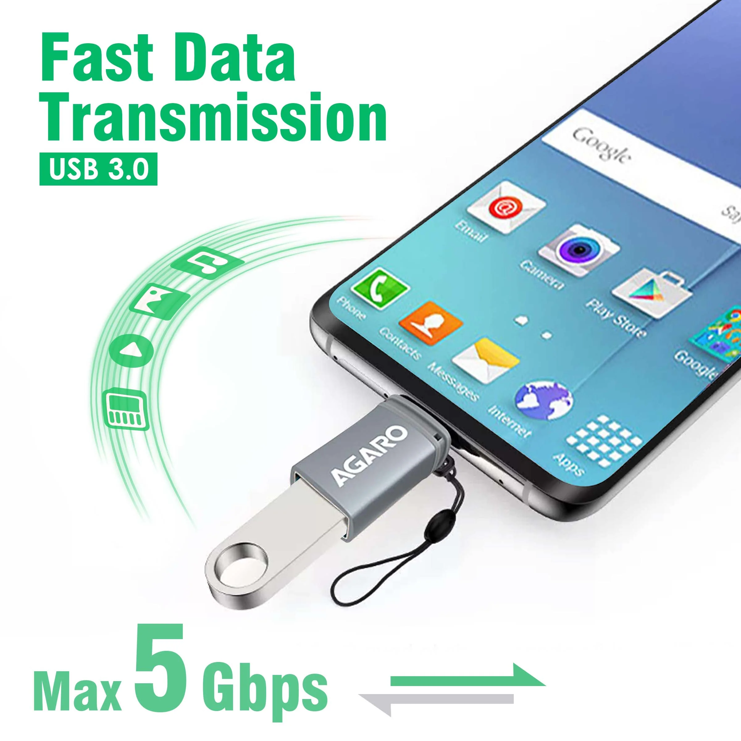 Micro USB to USB A Female OTG Adapter- (Metallic Grey) - Image 3