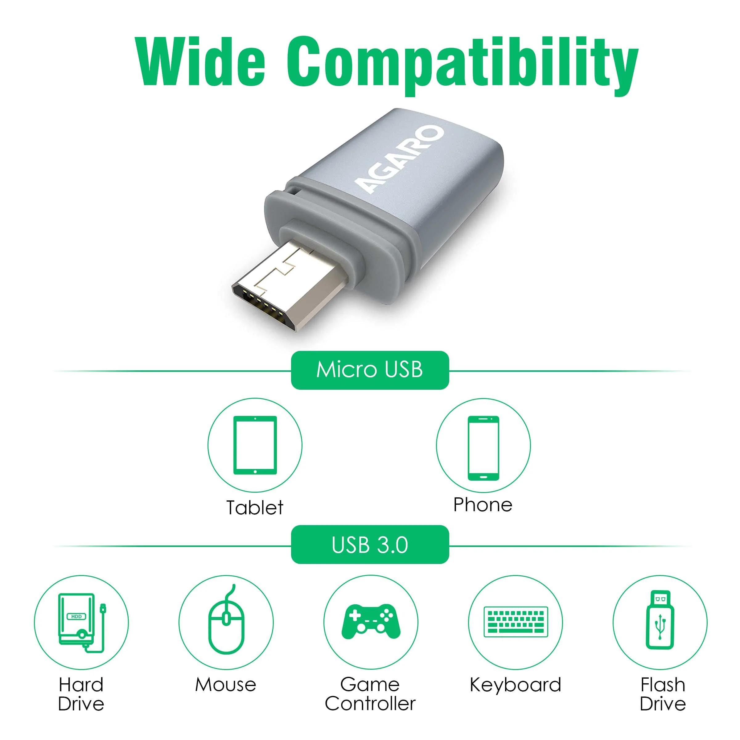 Micro USB to USB A Female OTG Adapter- (Metallic Grey) - Image 6