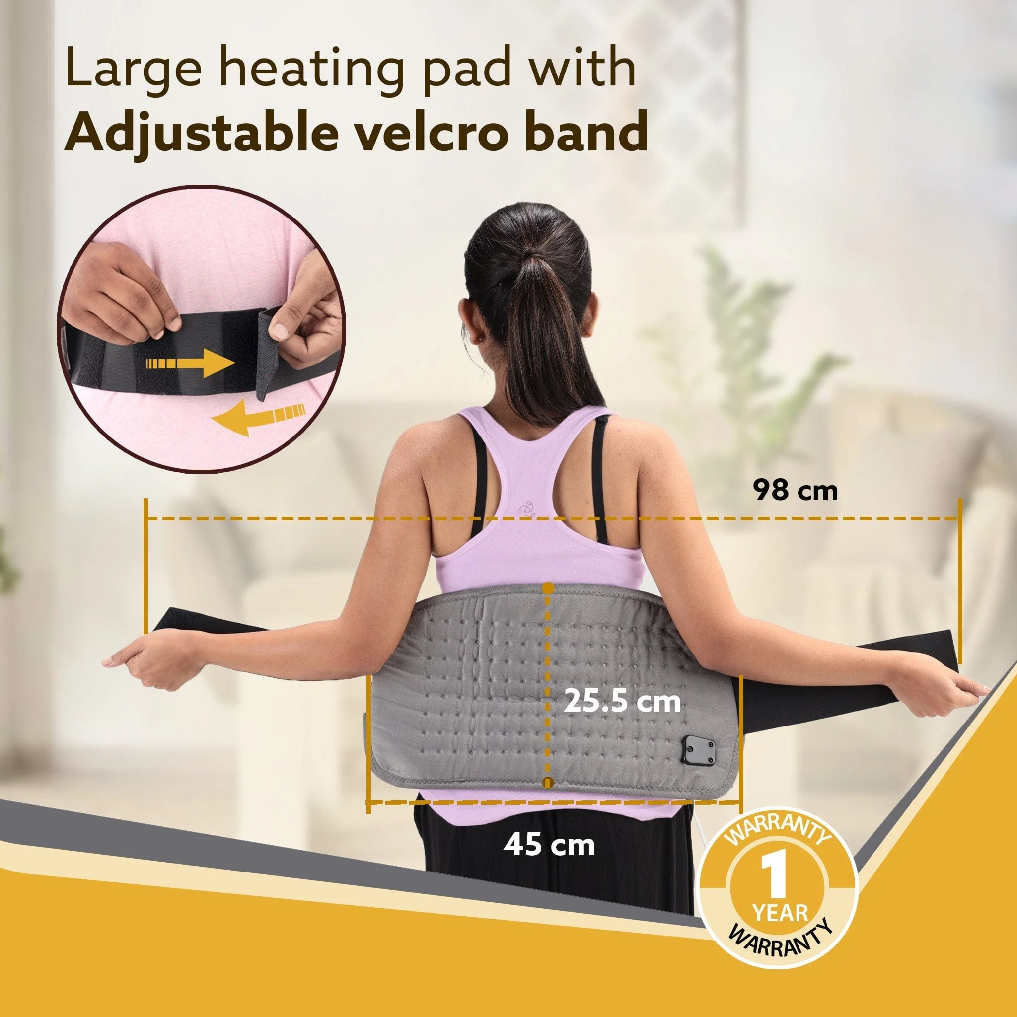 Ortho Electric Heating Pad, Orthopaedic Heating Belt with Temperature Controller, Heat Therapy Waist Belt, for Pain Relief of Back, Neck, Lumbar Muscle Strain, Cramps ( Grey, HP4112) - Image 6