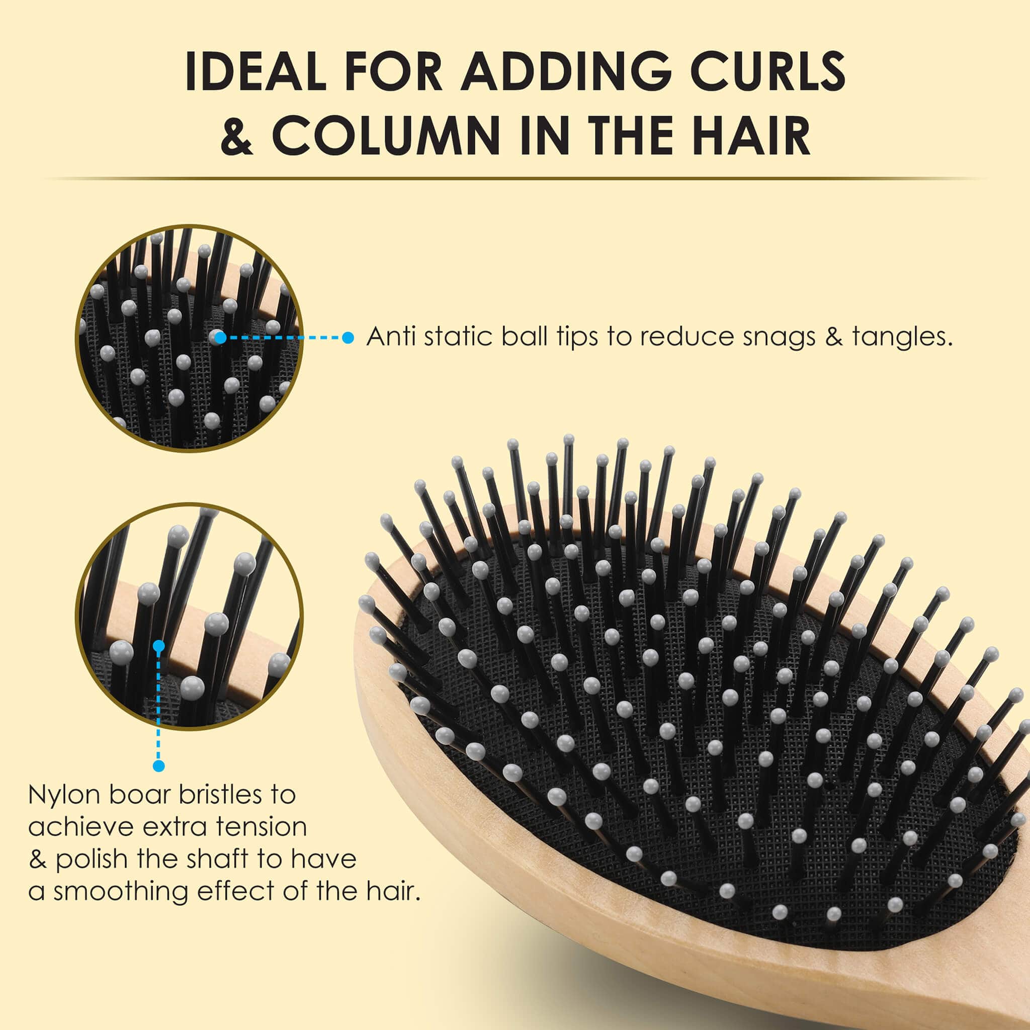 Wooden Oval Hair Brush - Image 8