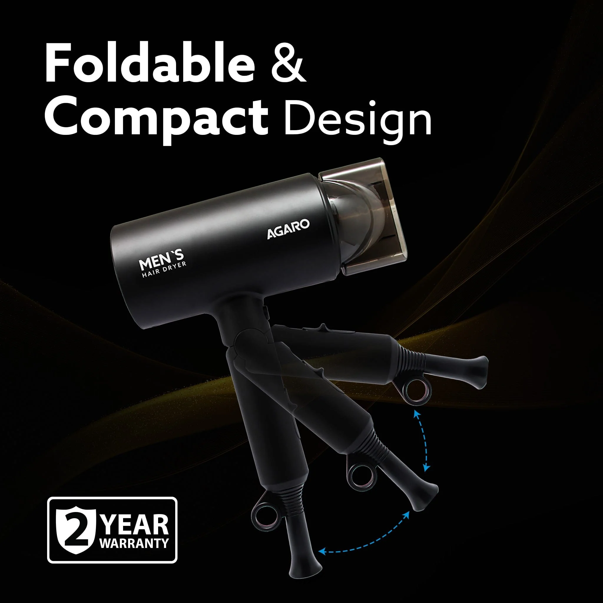 Premium Hair Dryer for Men with 1400 Watts Motor, 3 Temperature Settings & Cool Shot Button- Black - Image 6