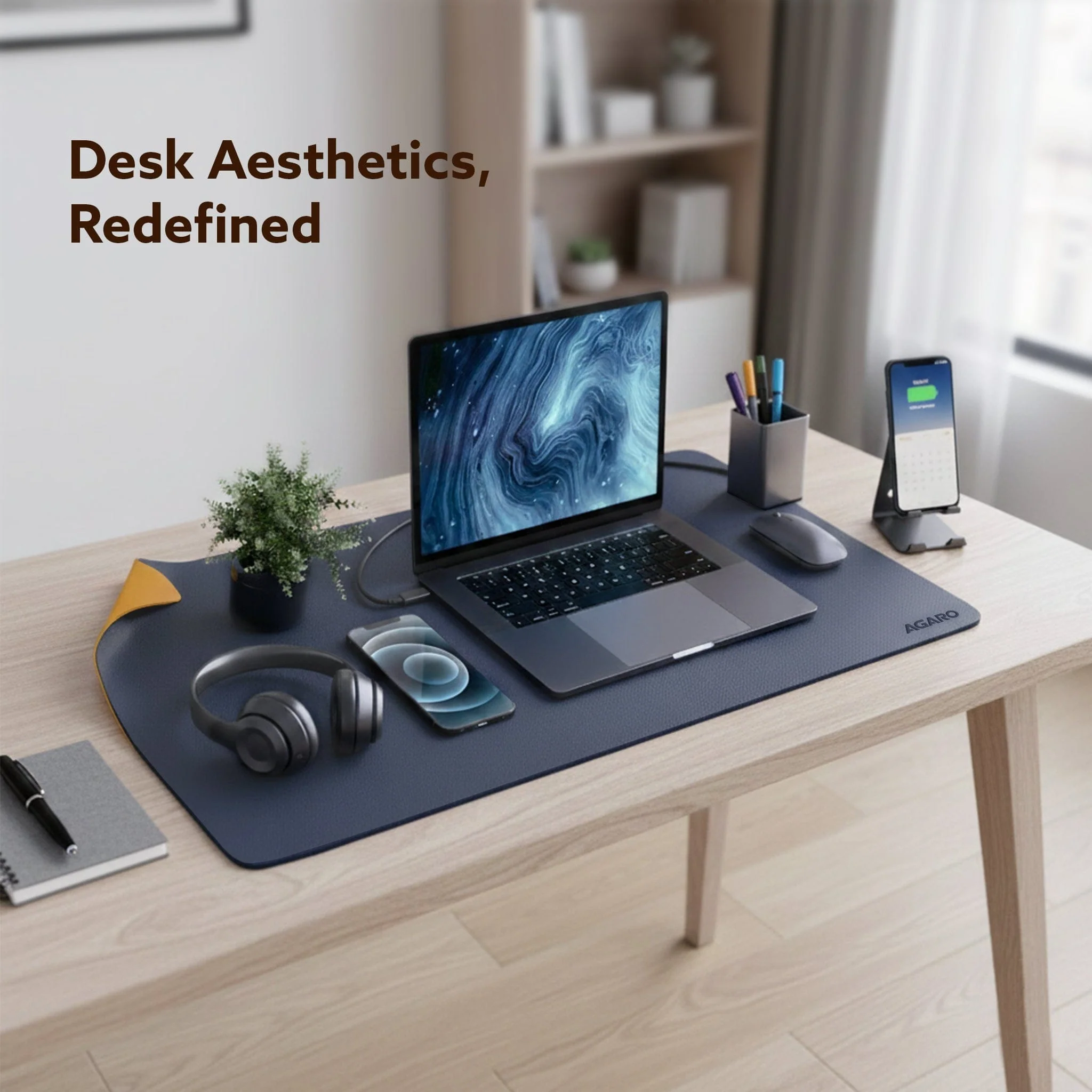 Premium Reversible Desk Mat (90x45 cm), Dual-Tone Vegan Leather Deskpad - Image 2