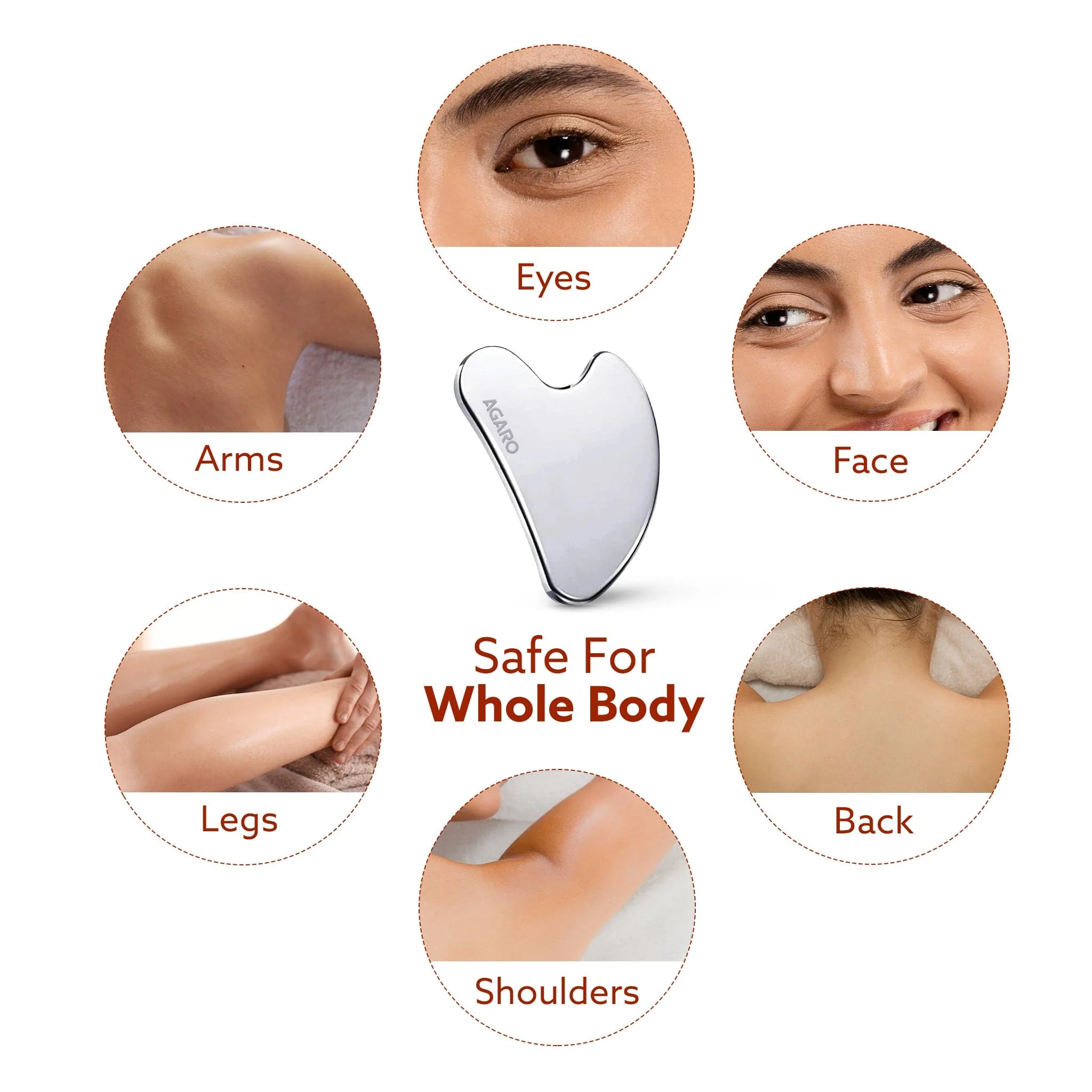 Premium Stainless Steel Gua Sha Tool – Facial Massager for Face, Neck & Eyes, Tightens Skin, Reduces Wrinkles & Relaxes Muscles, improve circulation, reduce puffiness, enhance skin elasticity - Image 3