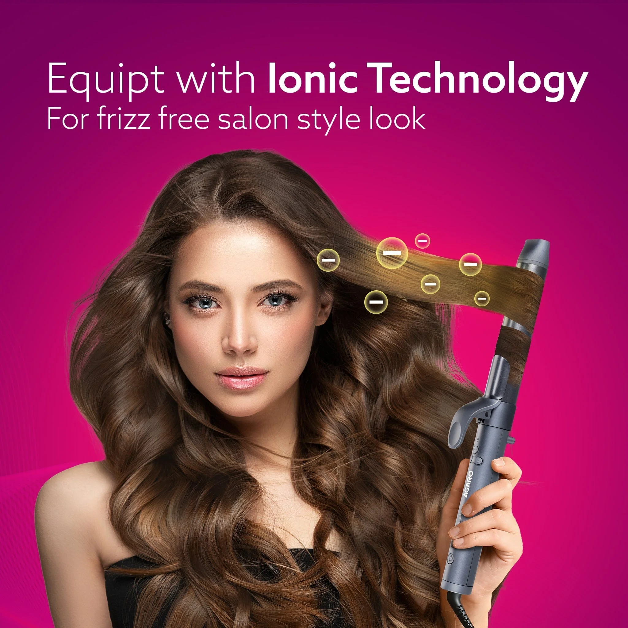 Prima Rotating Hair Curler, 32 mm Ceramic coated barrel, Automatic Curling,  Fast Heating, Ceramic Coated Titanium Barrel for Long/Medium Hair, Professional Self Curling Hair Styler, For Women, Black - Image 3