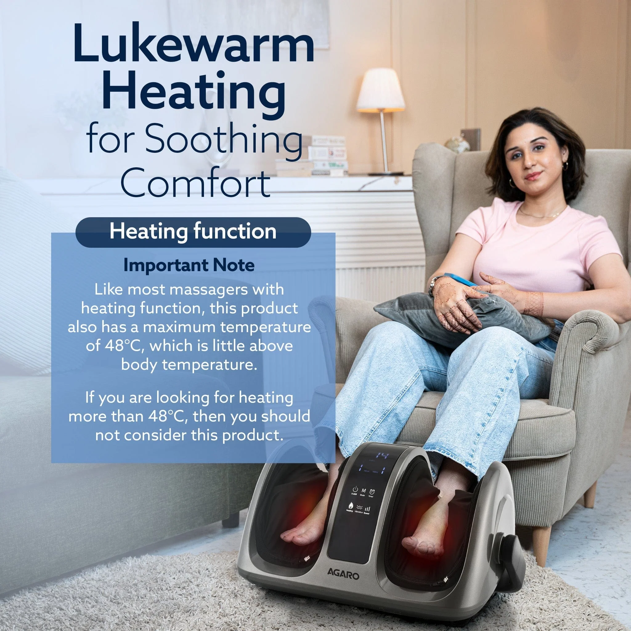 Primo Foot Massager, Kneading & Rolling Function, Lukewarm Heat, Vibration, Timer, for Pain Relief, Muscle Relaxation & Improving Blood Circulation - Image 10